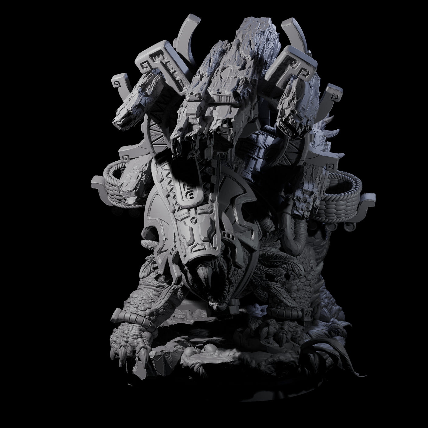 Stacked Saurian Siege Beast D Miniature for Dungeons and Dragons, Pathfinder or other TTRPGs