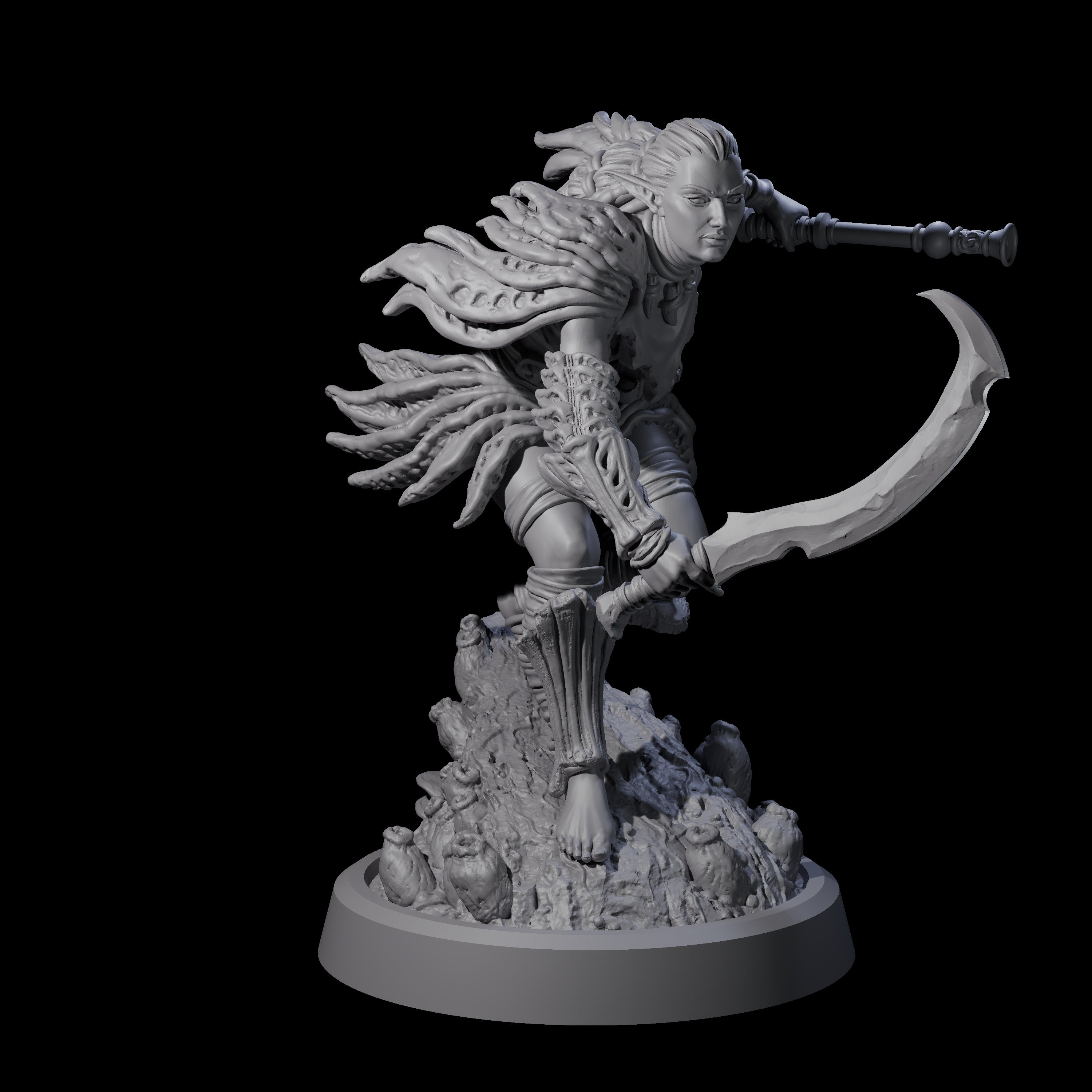 Stalking Blowdart Tribeswoman Miniature for Dungeons and Dragons, Pathfinder or other TTRPGs