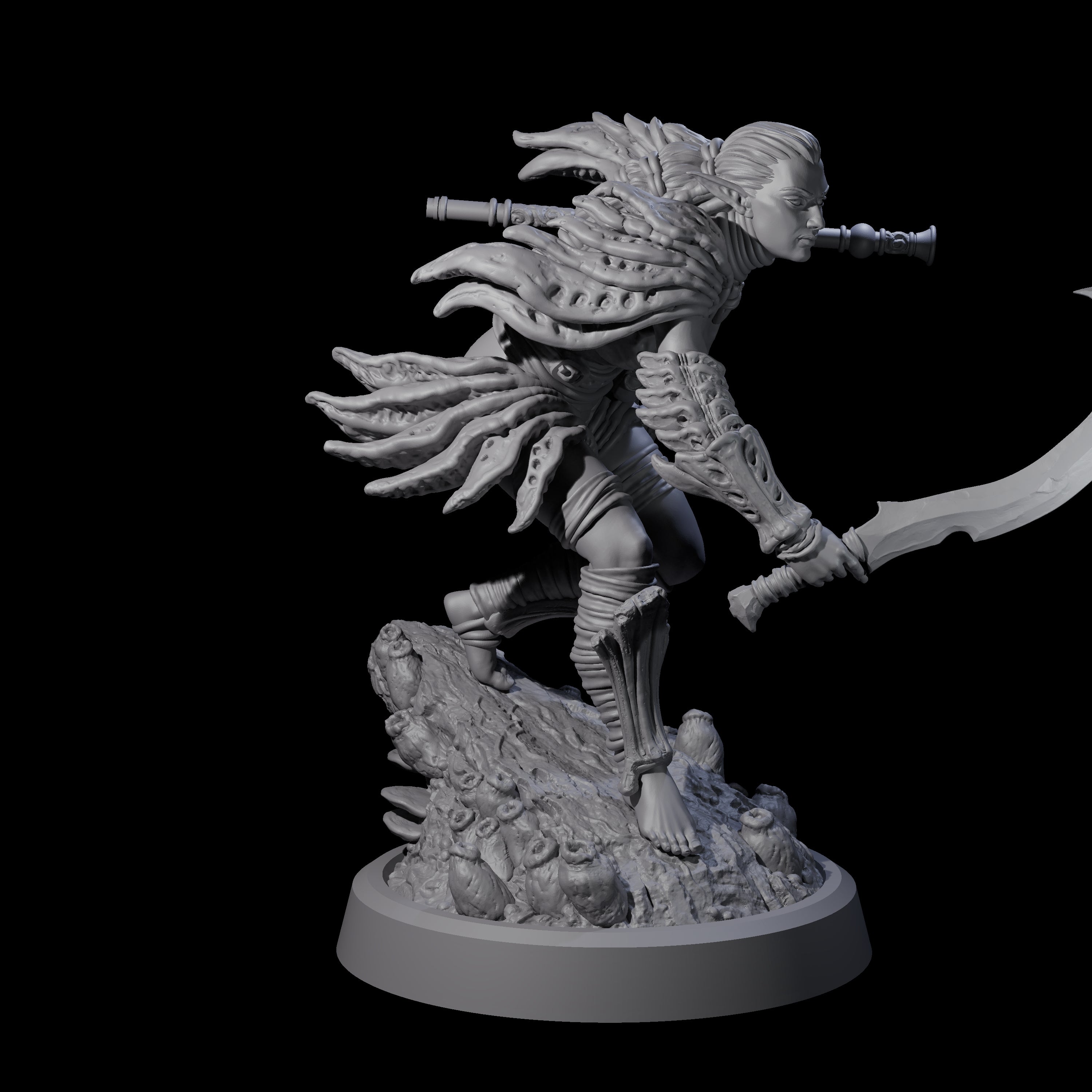 Stalking Blowdart Tribeswoman Miniature for Dungeons and Dragons, Pathfinder or other TTRPGs