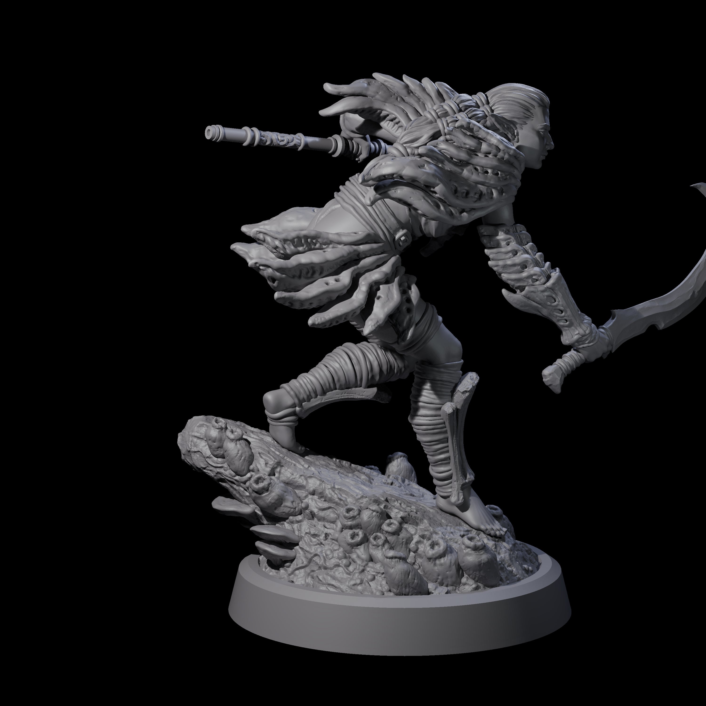 Stalking Blowdart Tribeswoman Miniature for Dungeons and Dragons, Pathfinder or other TTRPGs