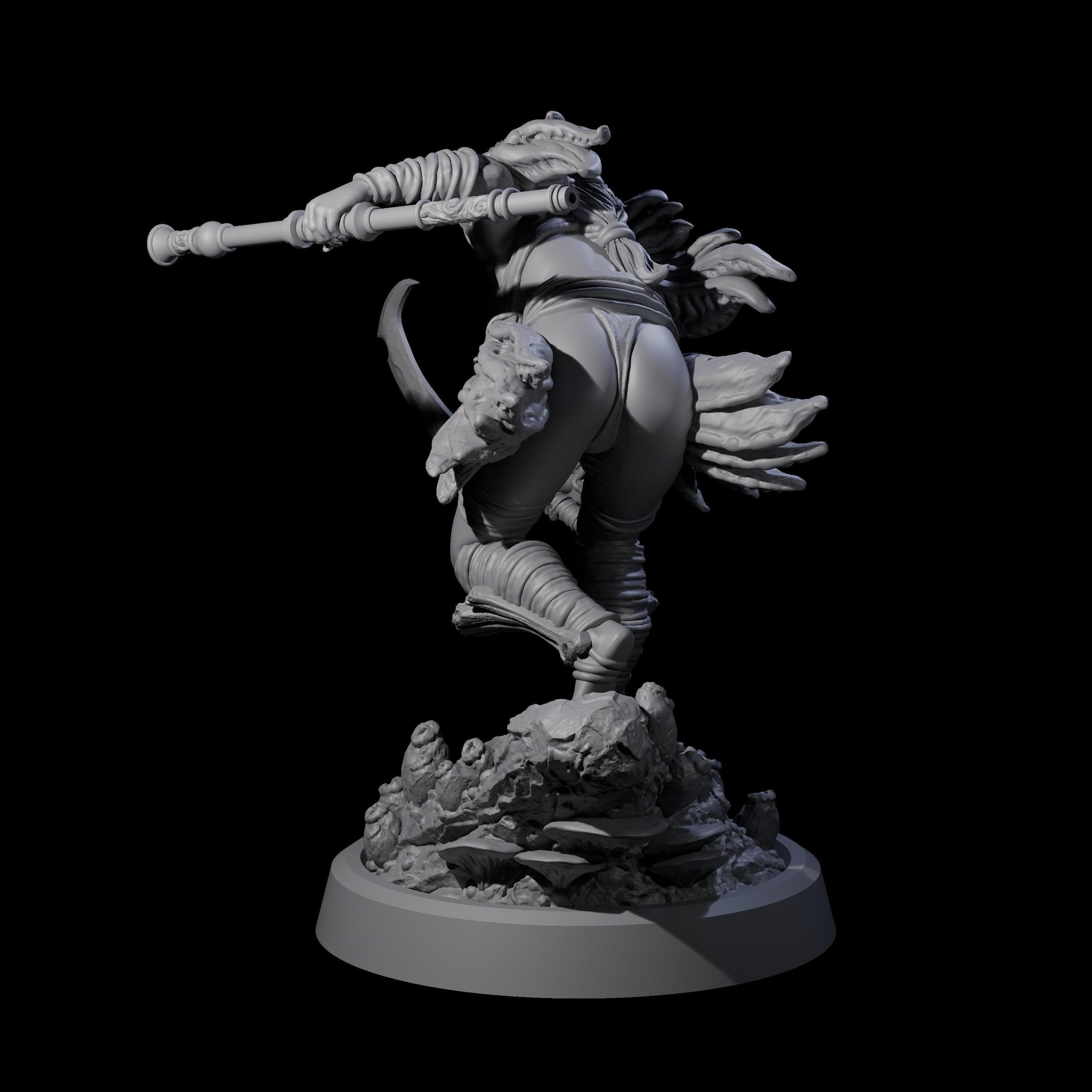 Stalking Blowdart Tribeswoman Miniature for Dungeons and Dragons, Pathfinder or other TTRPGs