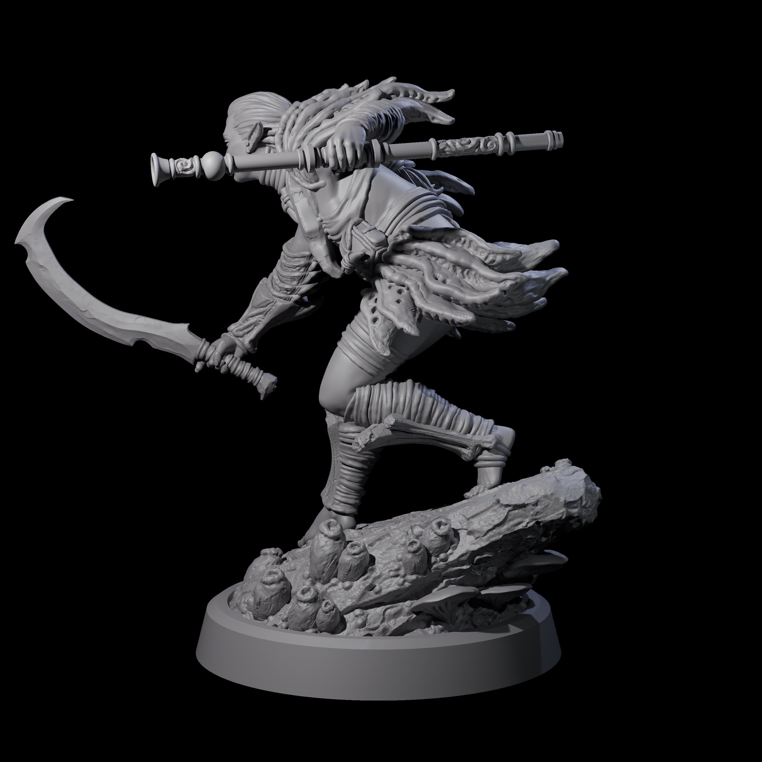 Stalking Blowdart Tribeswoman Miniature for Dungeons and Dragons, Pathfinder or other TTRPGs