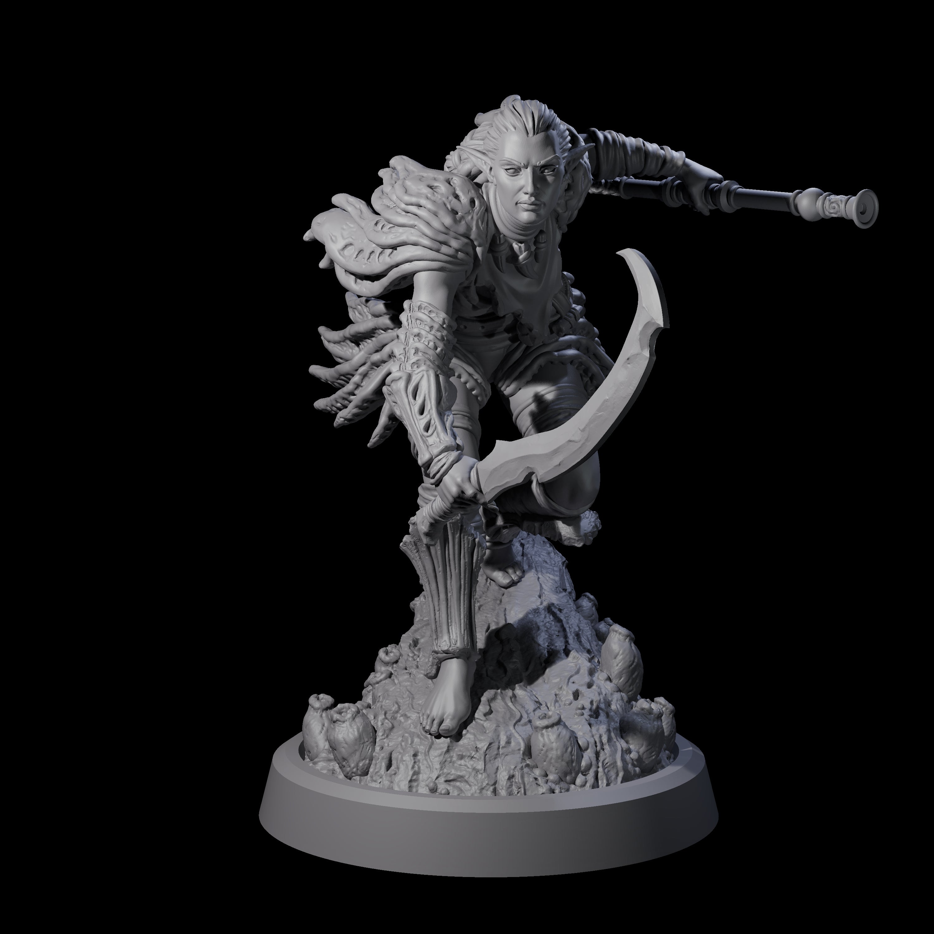 Stalking Blowdart Tribeswoman Miniature for Dungeons and Dragons, Pathfinder or other TTRPGs