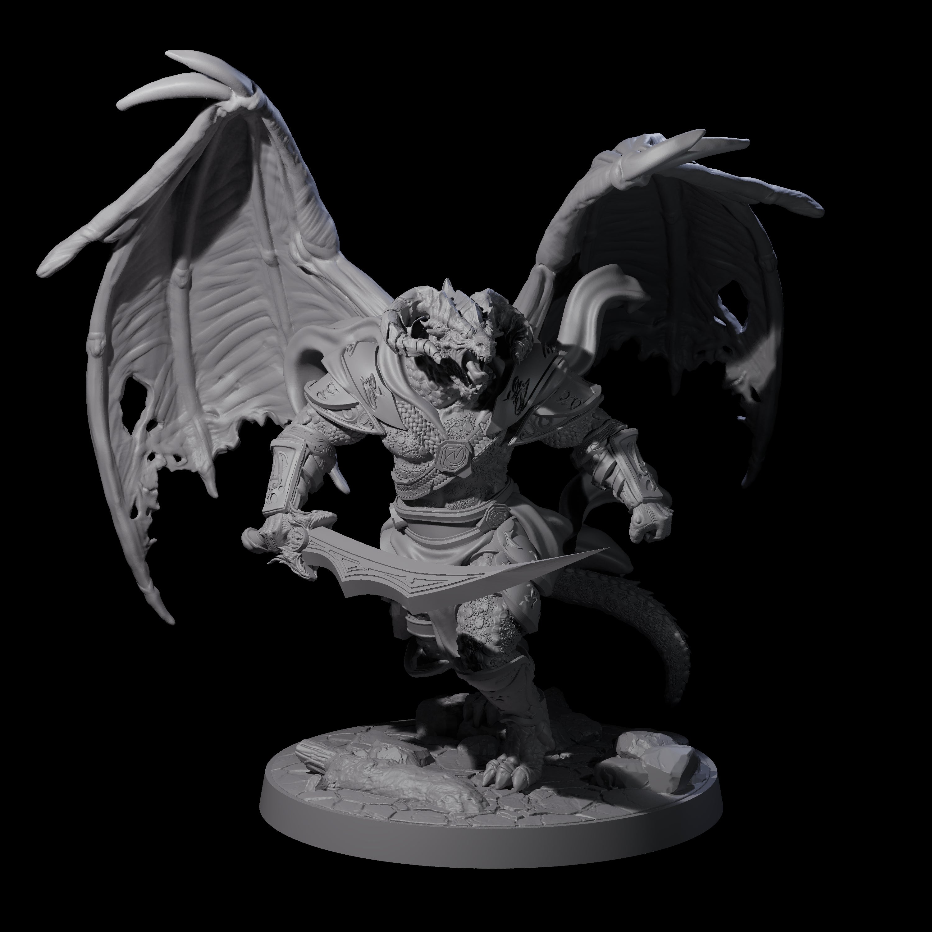 Stalking Winged Dragonborn Battlemaster Miniature for Dungeons and Dragons, Pathfinder or other TTRPGs