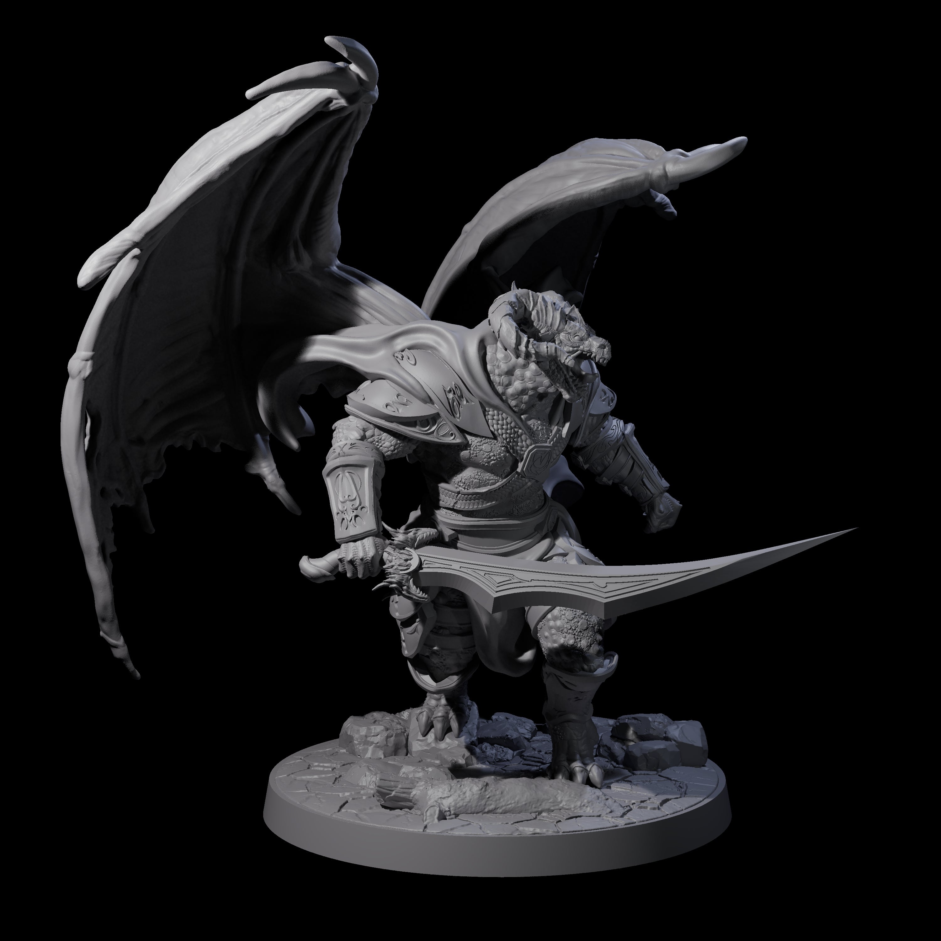 Stalking Winged Dragonborn Battlemaster Miniature for Dungeons and Dragons, Pathfinder or other TTRPGs