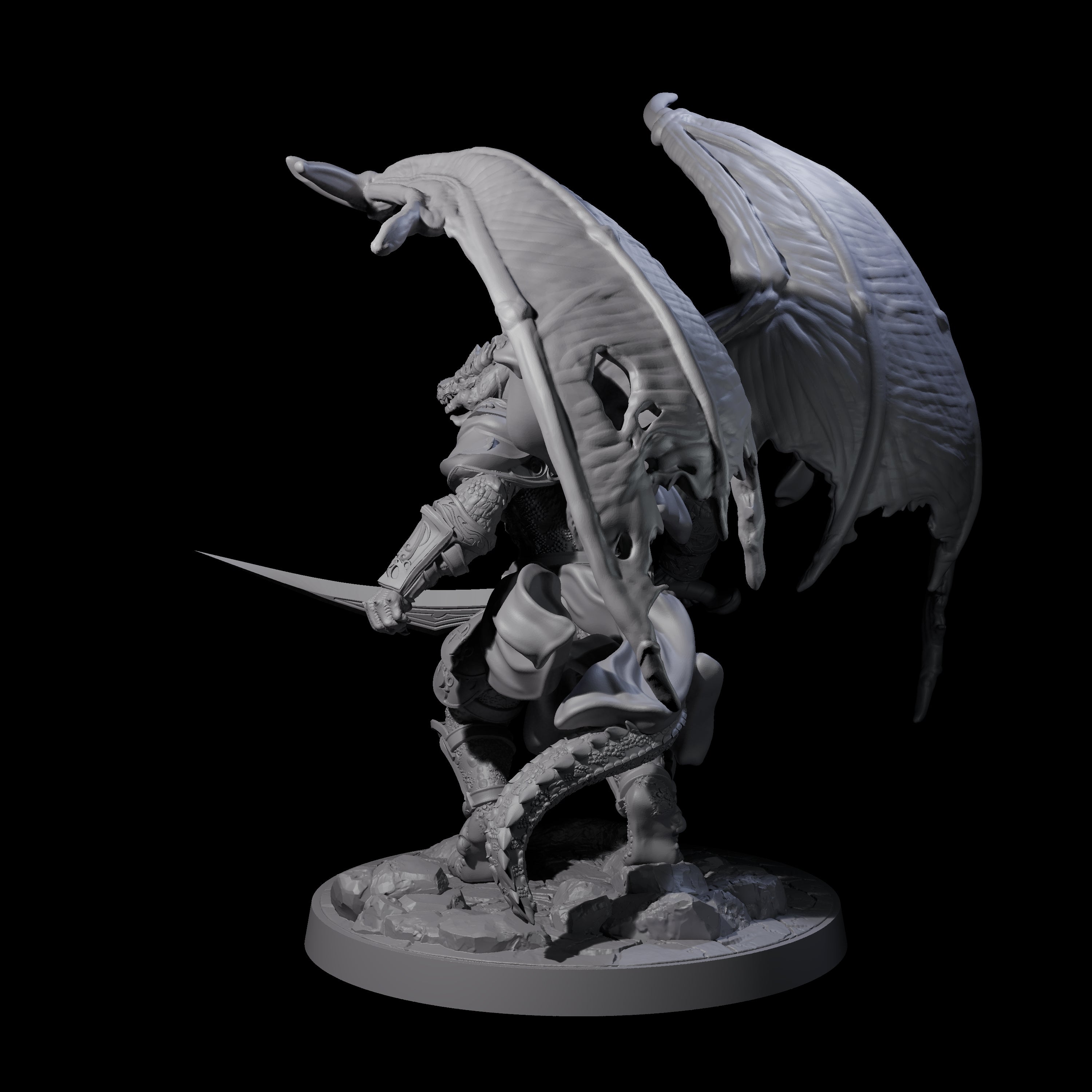 Stalking Winged Dragonborn Battlemaster Miniature for Dungeons and Dragons, Pathfinder or other TTRPGs