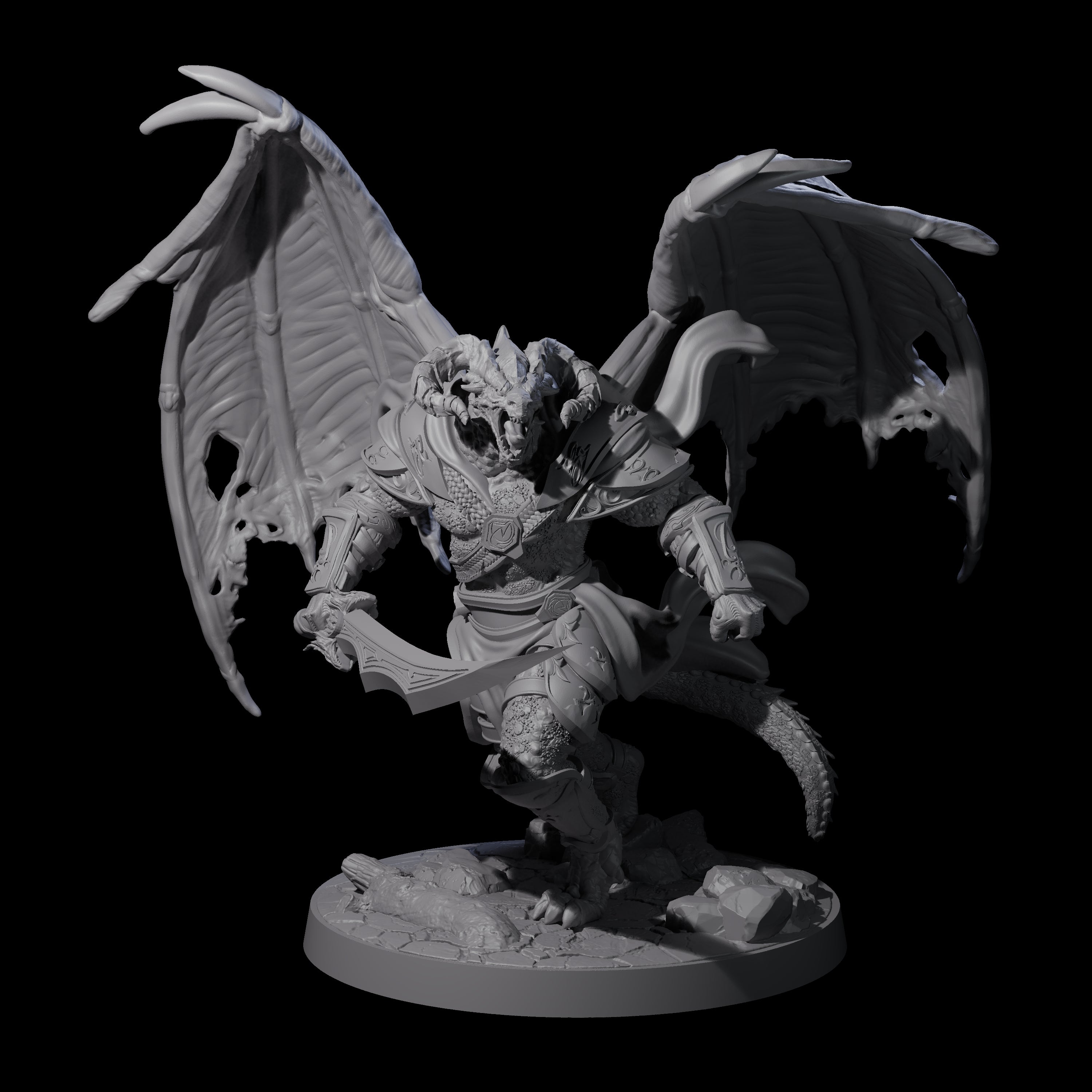 Stalking Winged Dragonborn Battlemaster Miniature for Dungeons and Dragons, Pathfinder or other TTRPGs