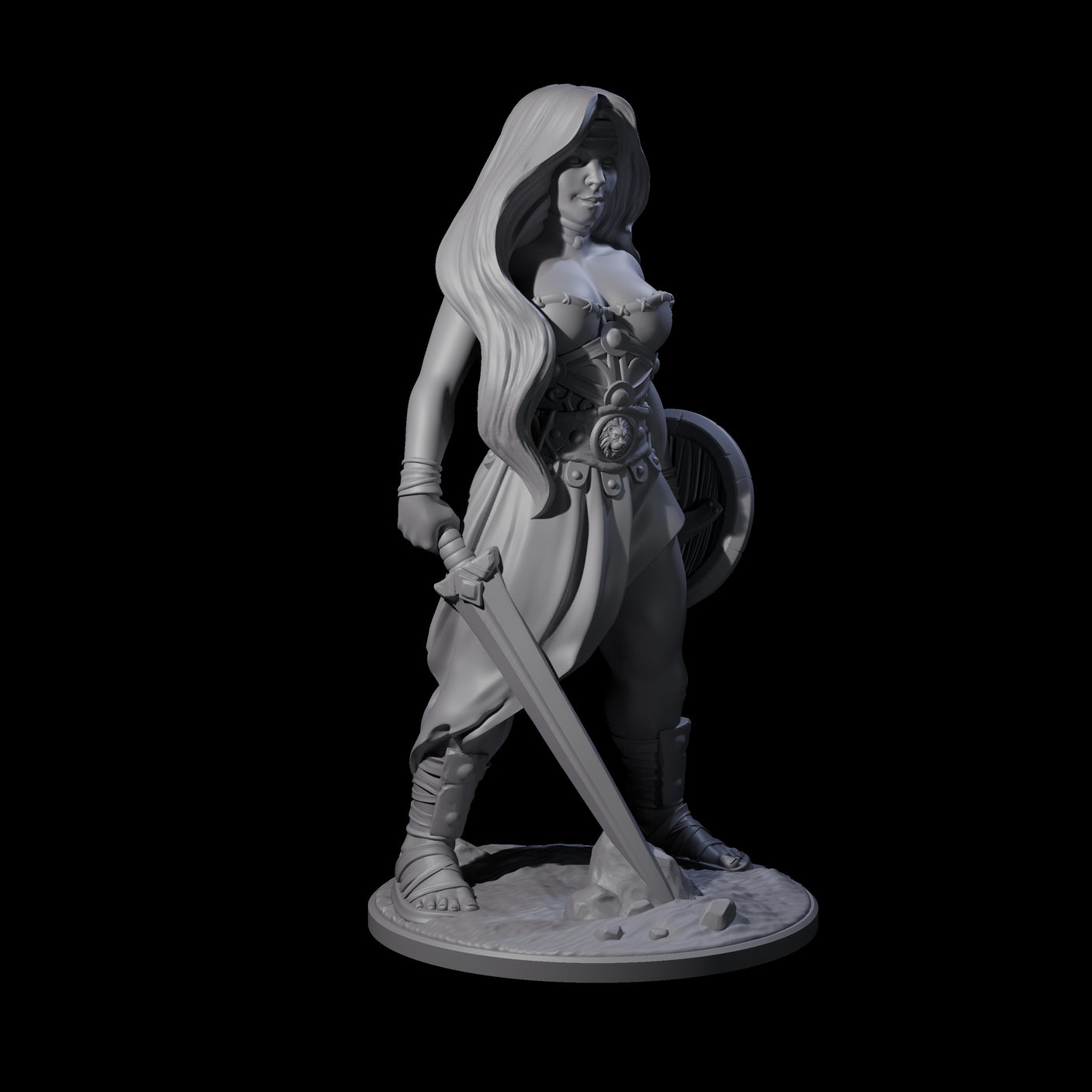 Statuesque Human Amazon Warrior Miniature for Dungeons and Dragons, Pathfinder or other TTRPGs