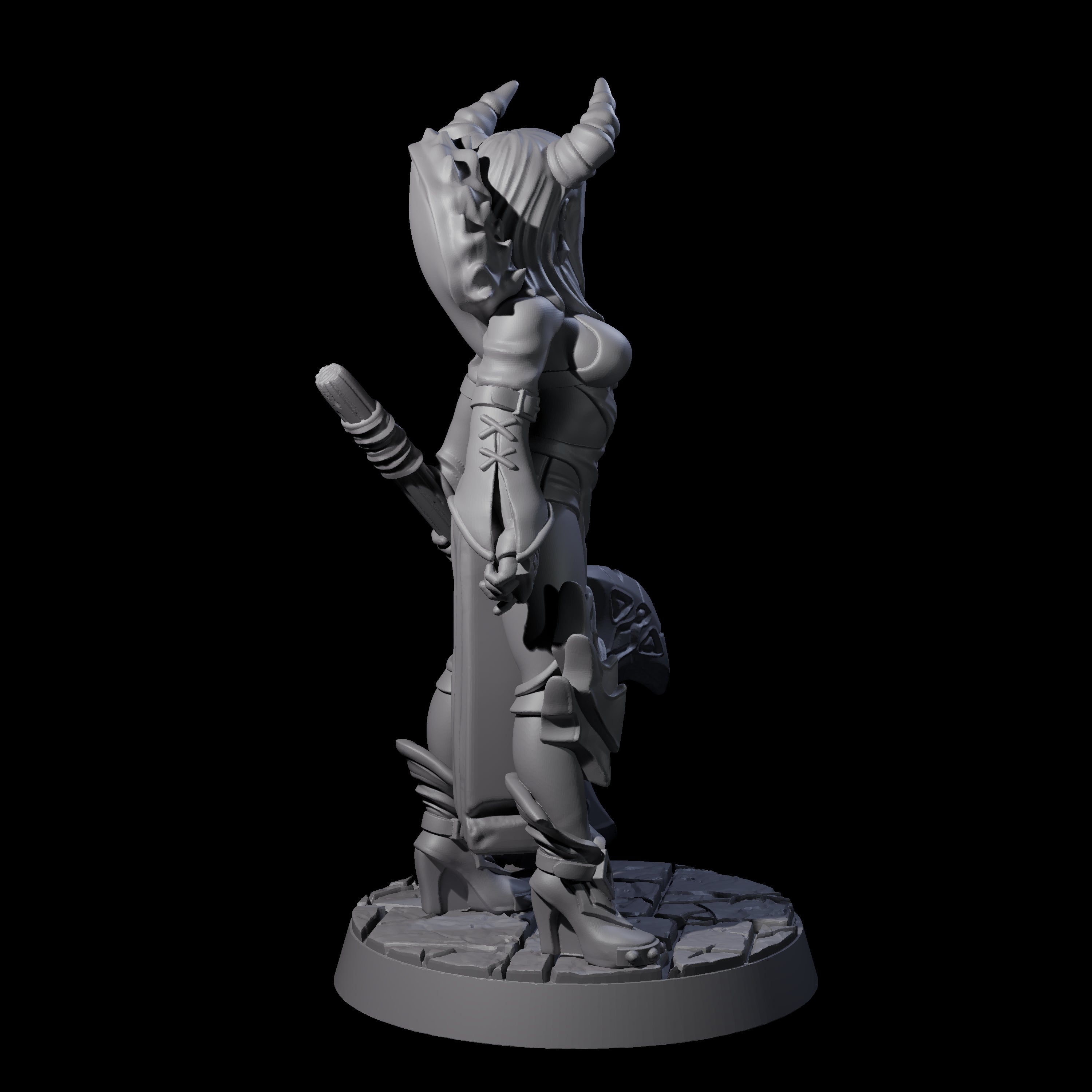 Steadfast Tiefling Fighter Miniature for Dungeons and Dragons, Pathfinder or other TTRPGs