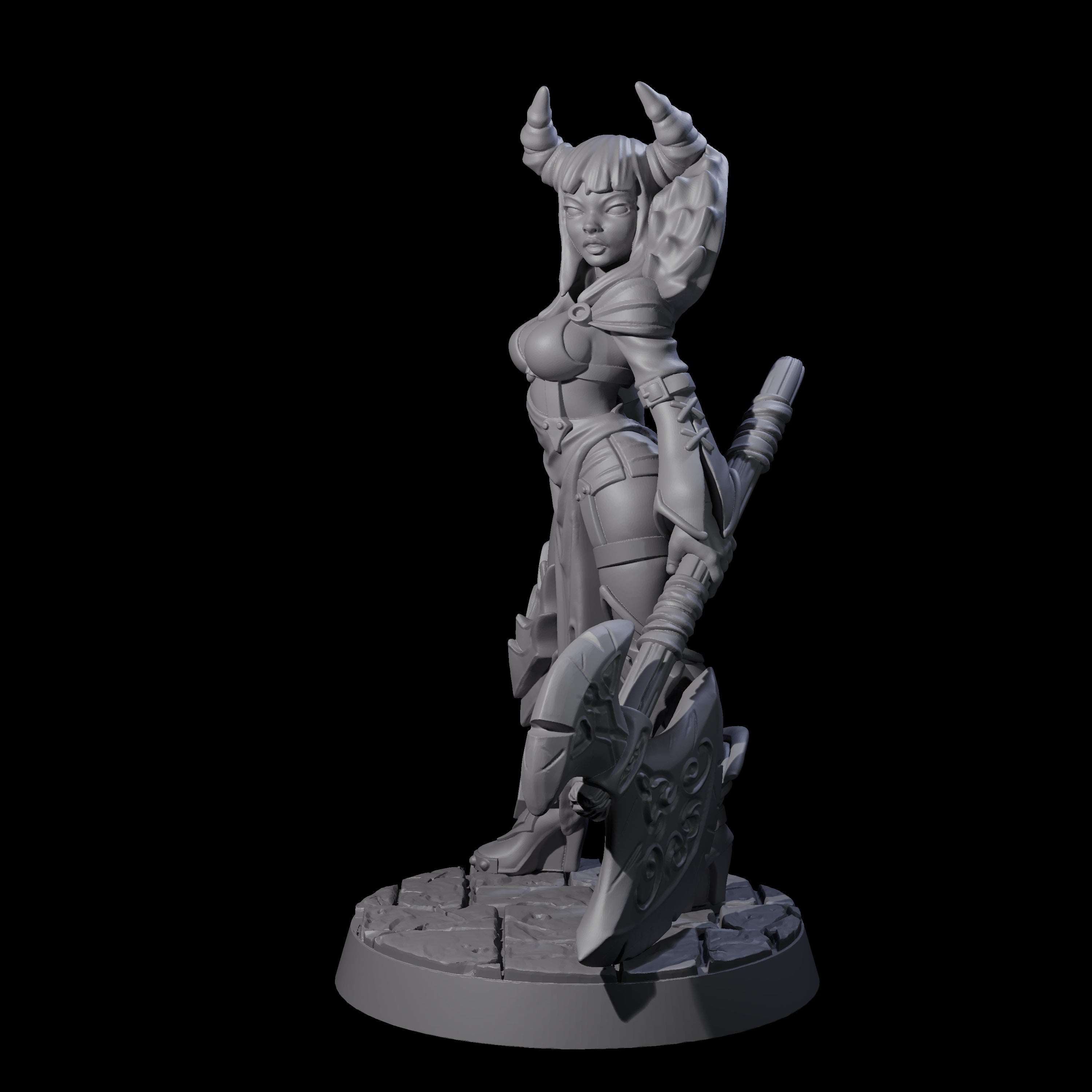 Steadfast Tiefling Fighter Miniature for Dungeons and Dragons, Pathfinder or other TTRPGs