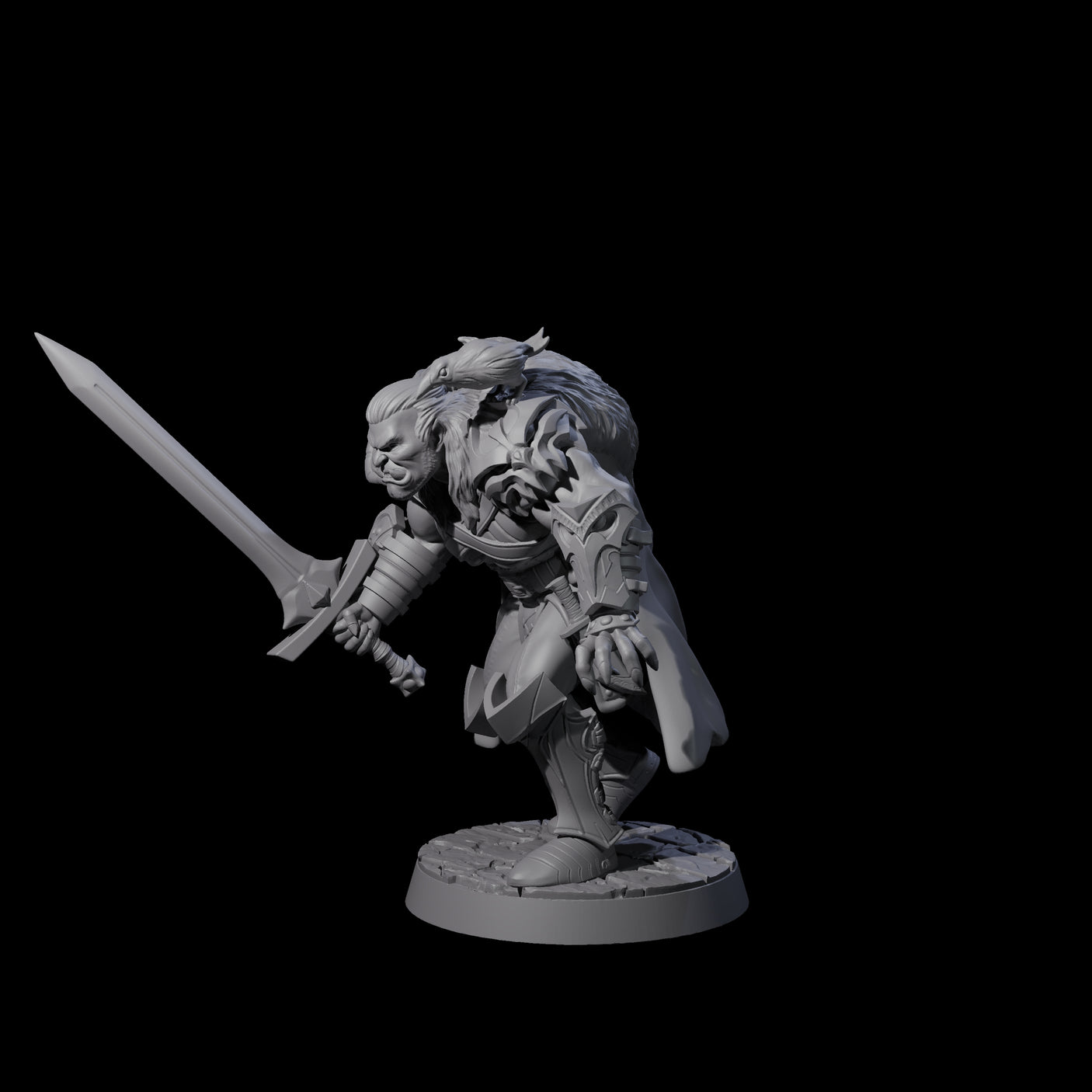 Stealthing Half Orc Fighter Miniature for Dungeons and Dragons, Pathfinder or other TTRPGs
