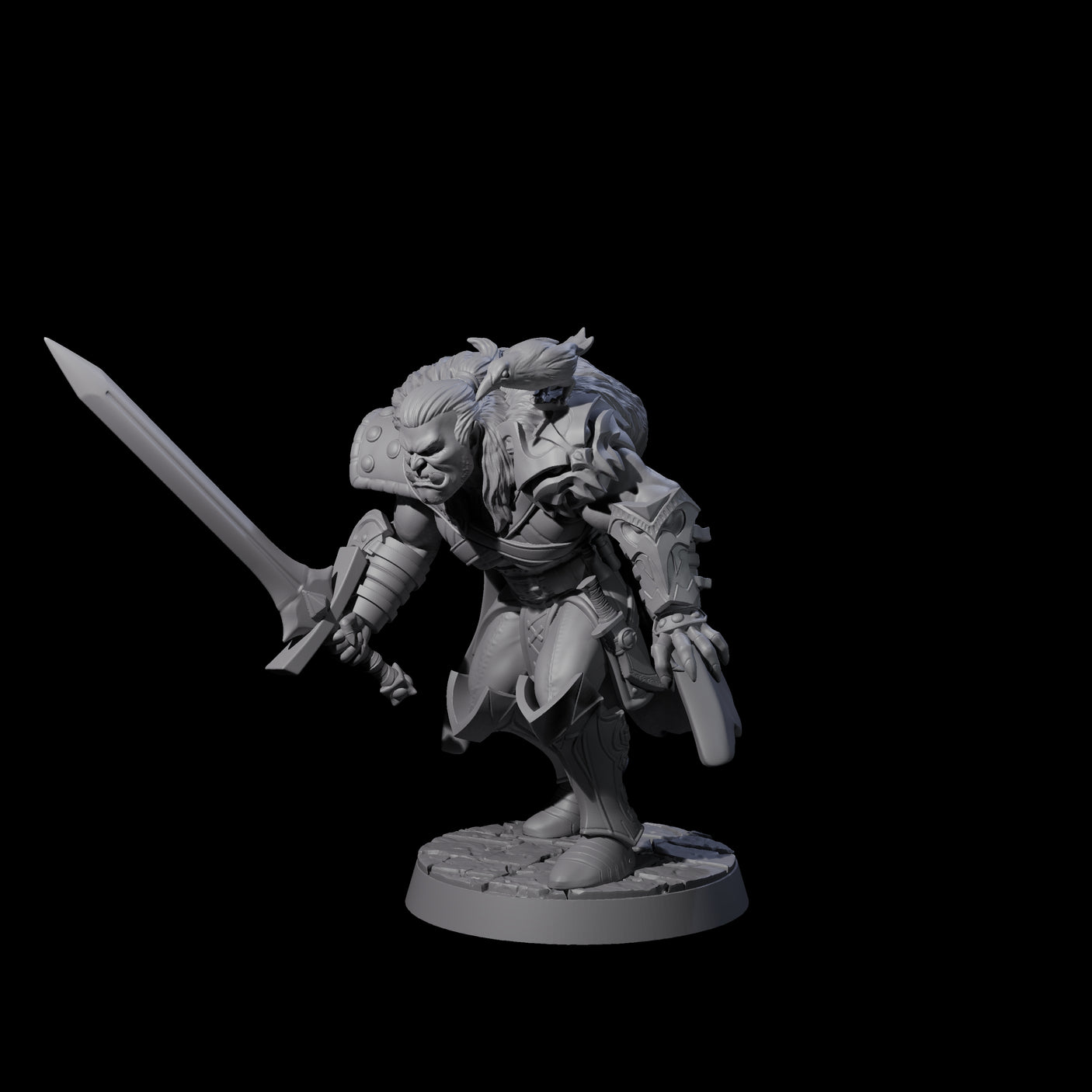 Stealthing Half Orc Fighter Miniature for Dungeons and Dragons, Pathfinder or other TTRPGs