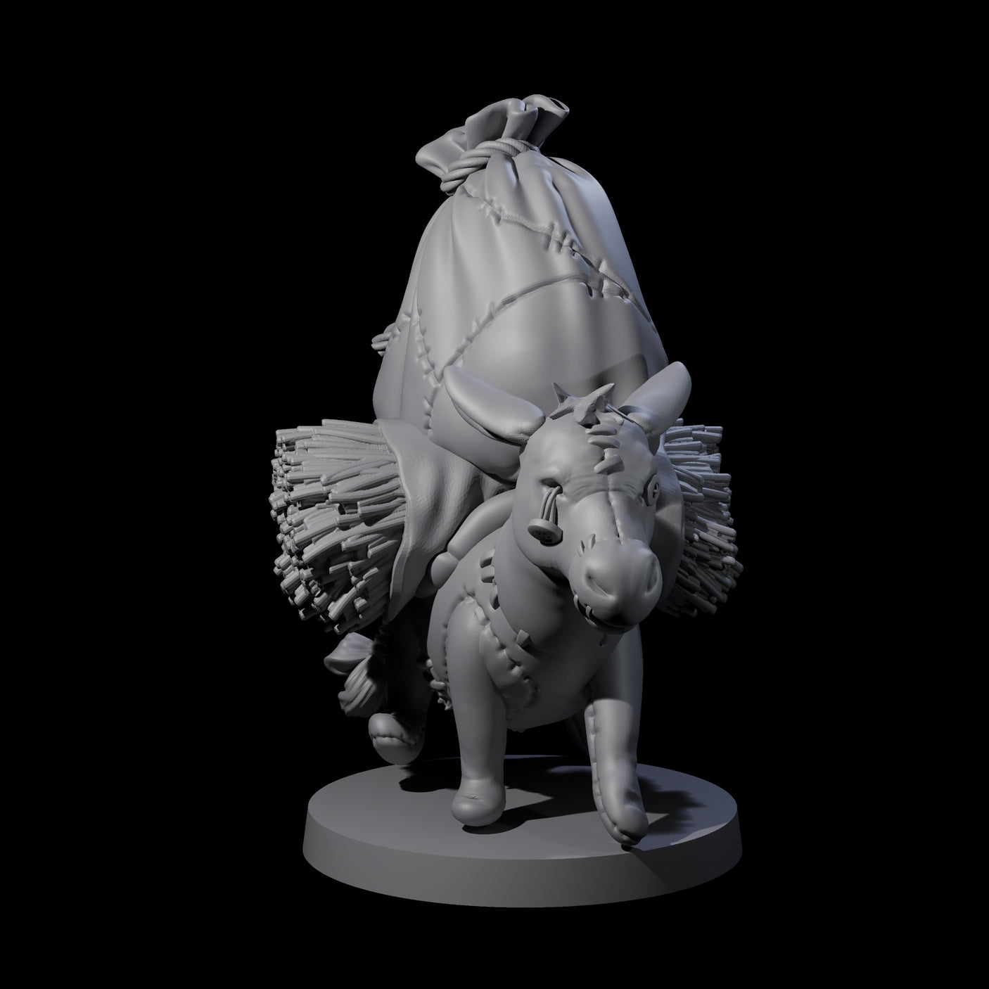 Stitched Together Zombie Donkey Miniature for Dungeons and Dragons, Pathfinder or other TTRPGs