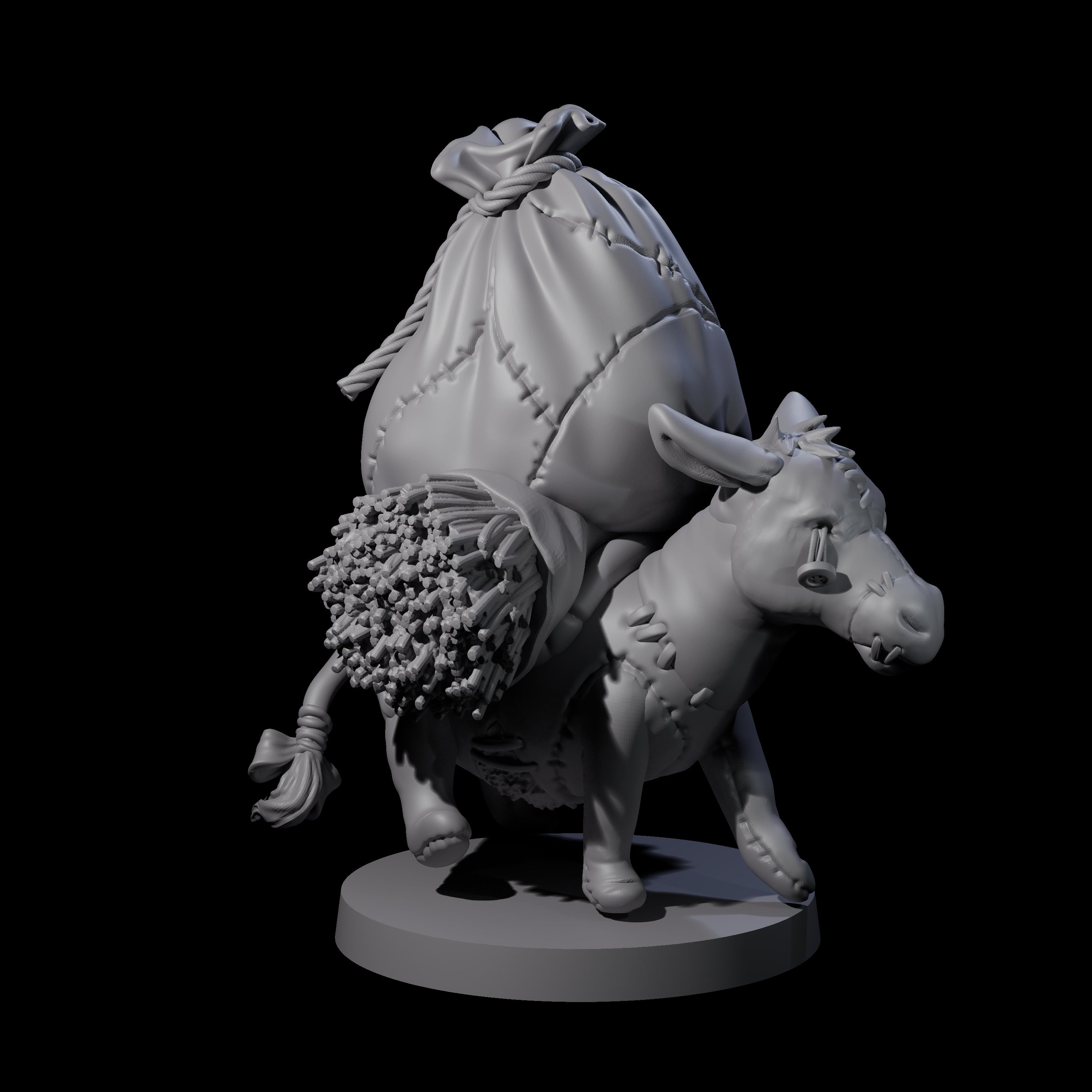 Stitched Together Zombie Donkey Miniature for Dungeons and Dragons, Pathfinder or other TTRPGs