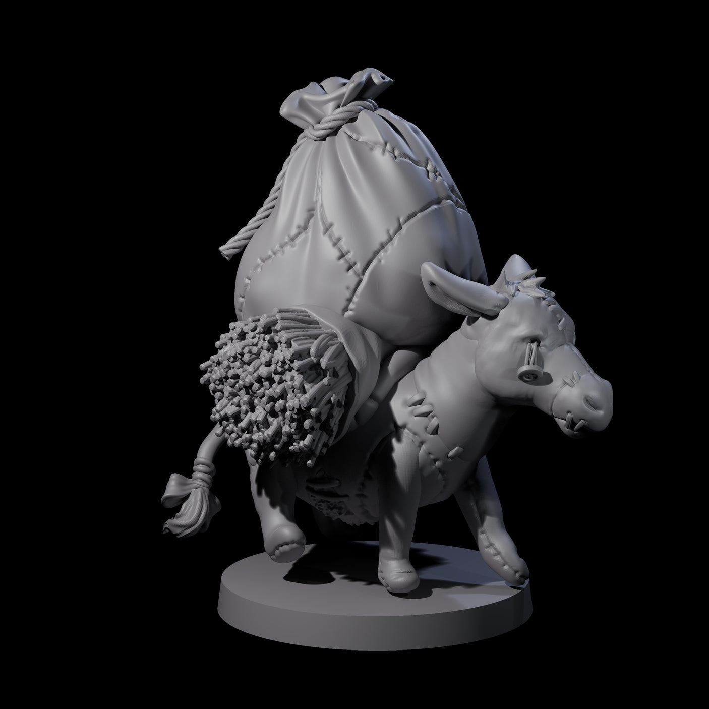 Stitched Together Zombie Donkey Miniature for Dungeons and Dragons, Pathfinder or other TTRPGs