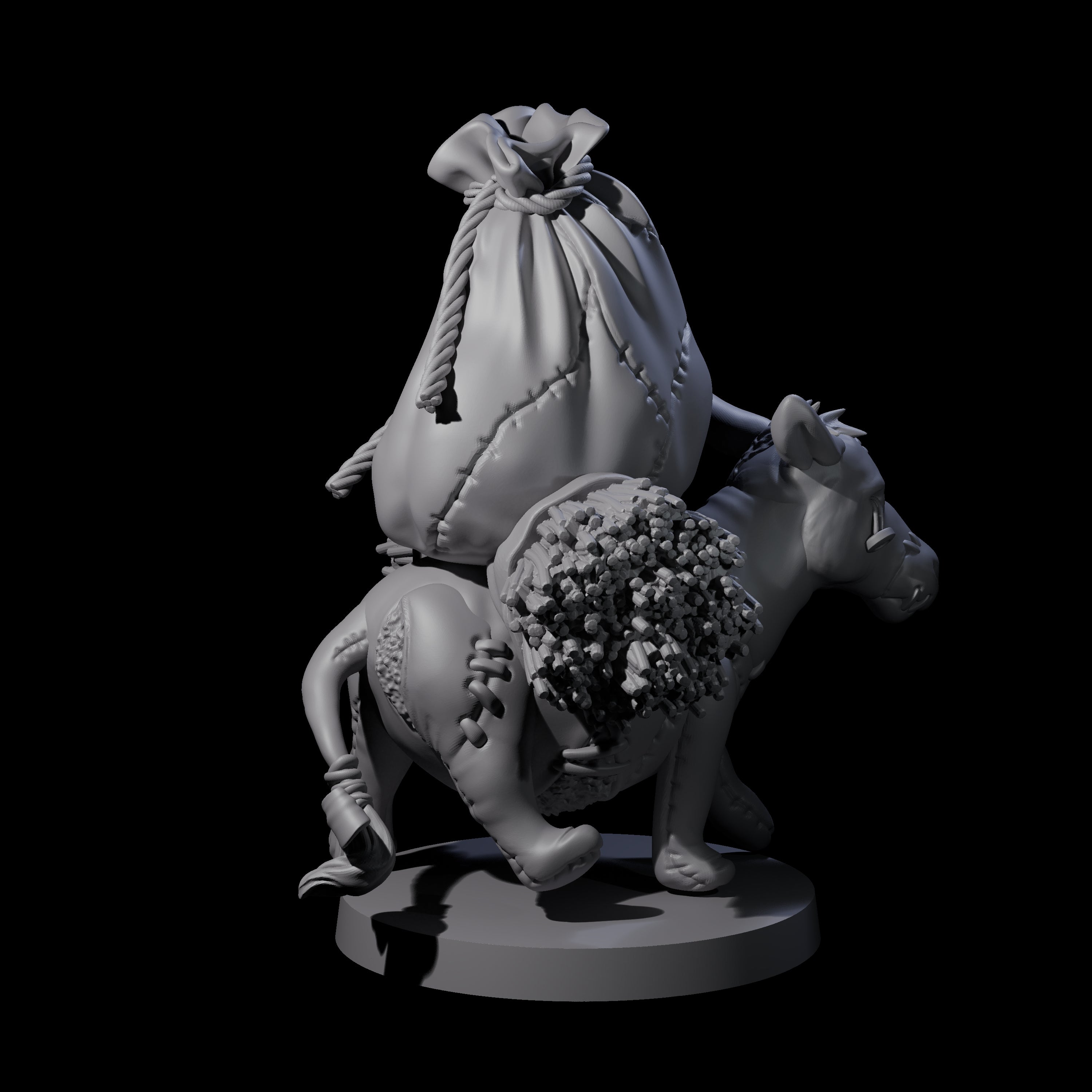 Stitched Together Zombie Donkey Miniature for Dungeons and Dragons, Pathfinder or other TTRPGs