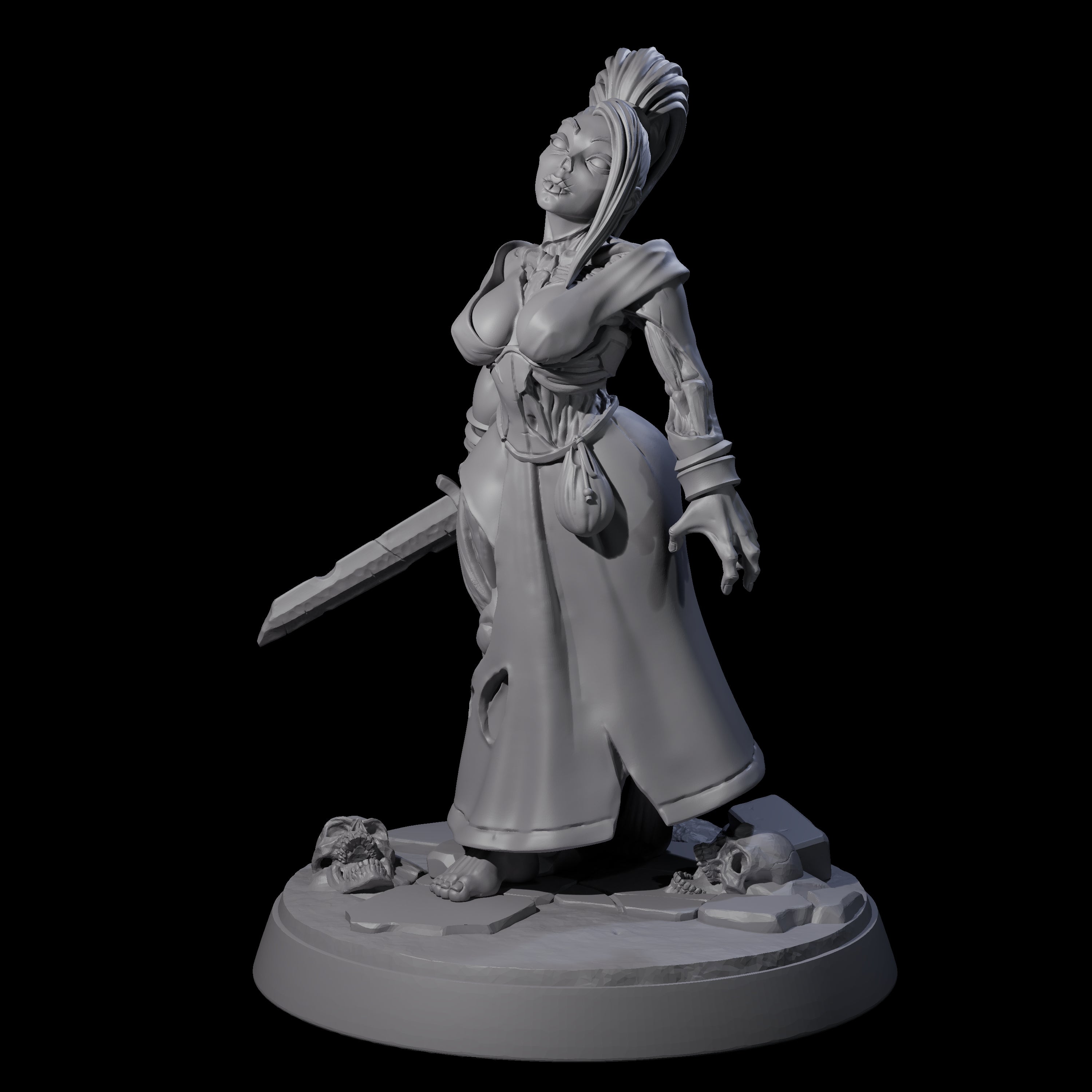 Stitched Up Zombie Necromancer Pinup Miniature for Dungeons and Dragons, Pathfinder or other TTRPGs
