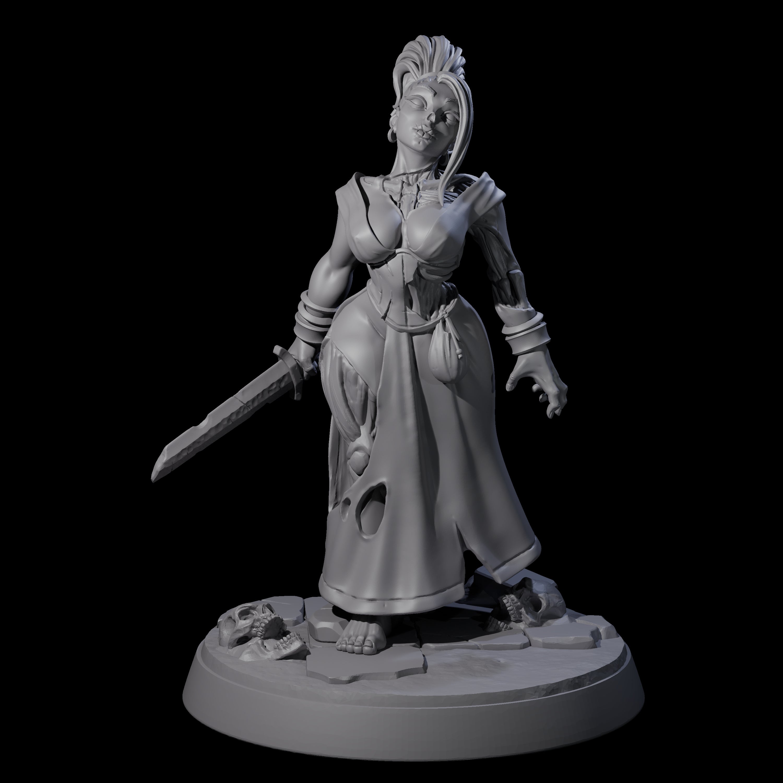 Stitched Up Zombie Necromancer Pinup Miniature for Dungeons and Dragons, Pathfinder or other TTRPGs