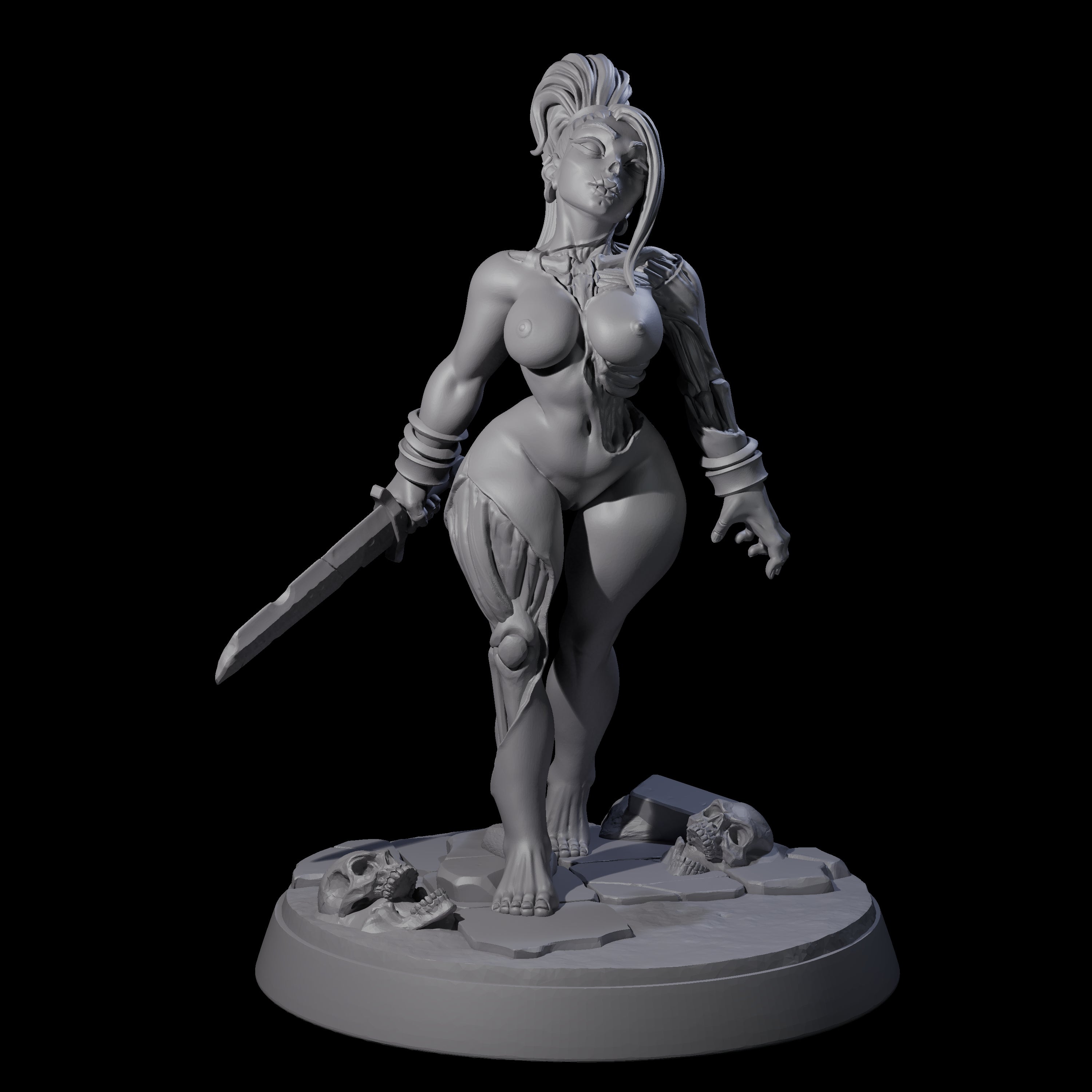 Stitched Up Zombie Necromancer Pinup Miniature for Dungeons and Dragons, Pathfinder or other TTRPGs
