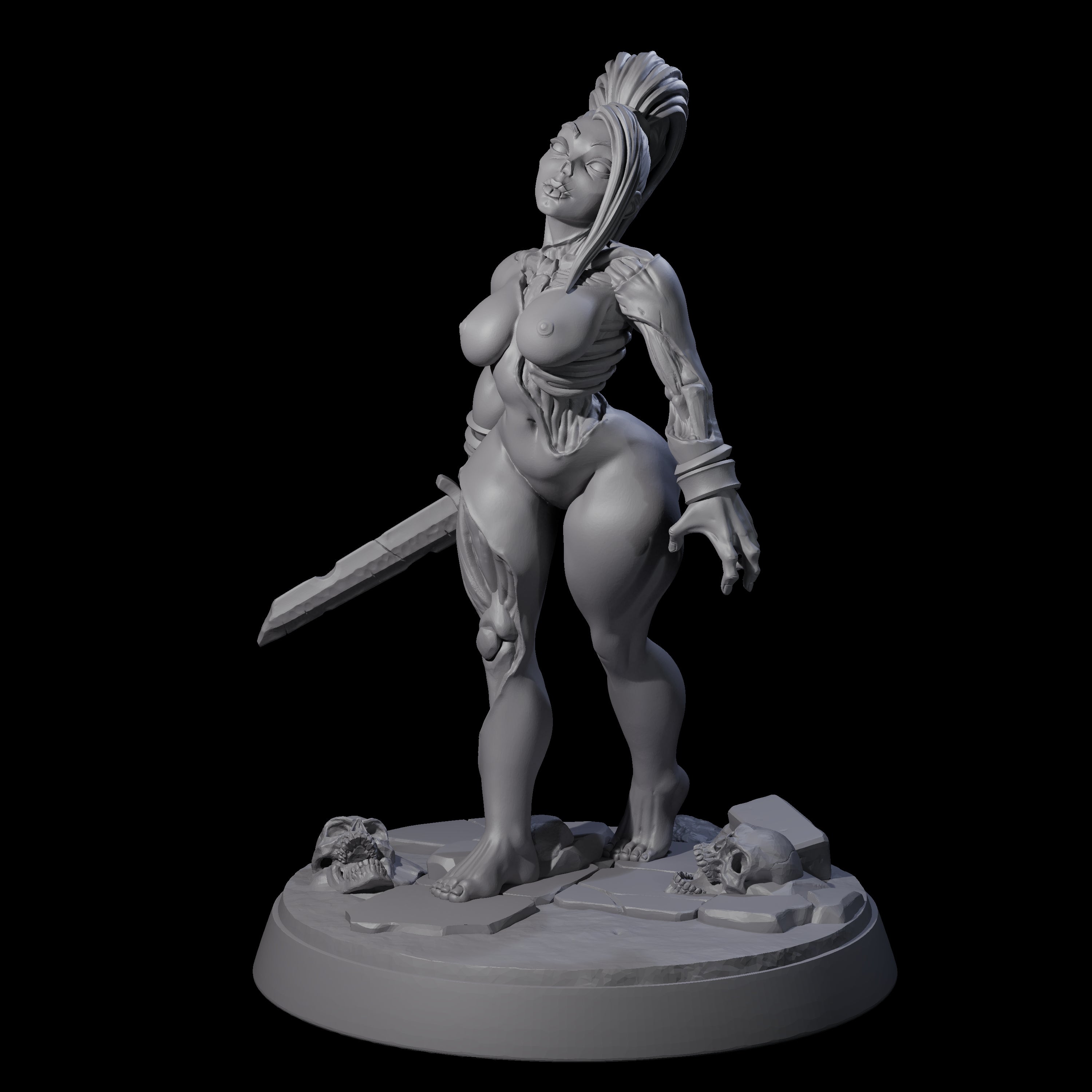 Stitched Up Zombie Necromancer Pinup Miniature for Dungeons and Dragons, Pathfinder or other TTRPGs