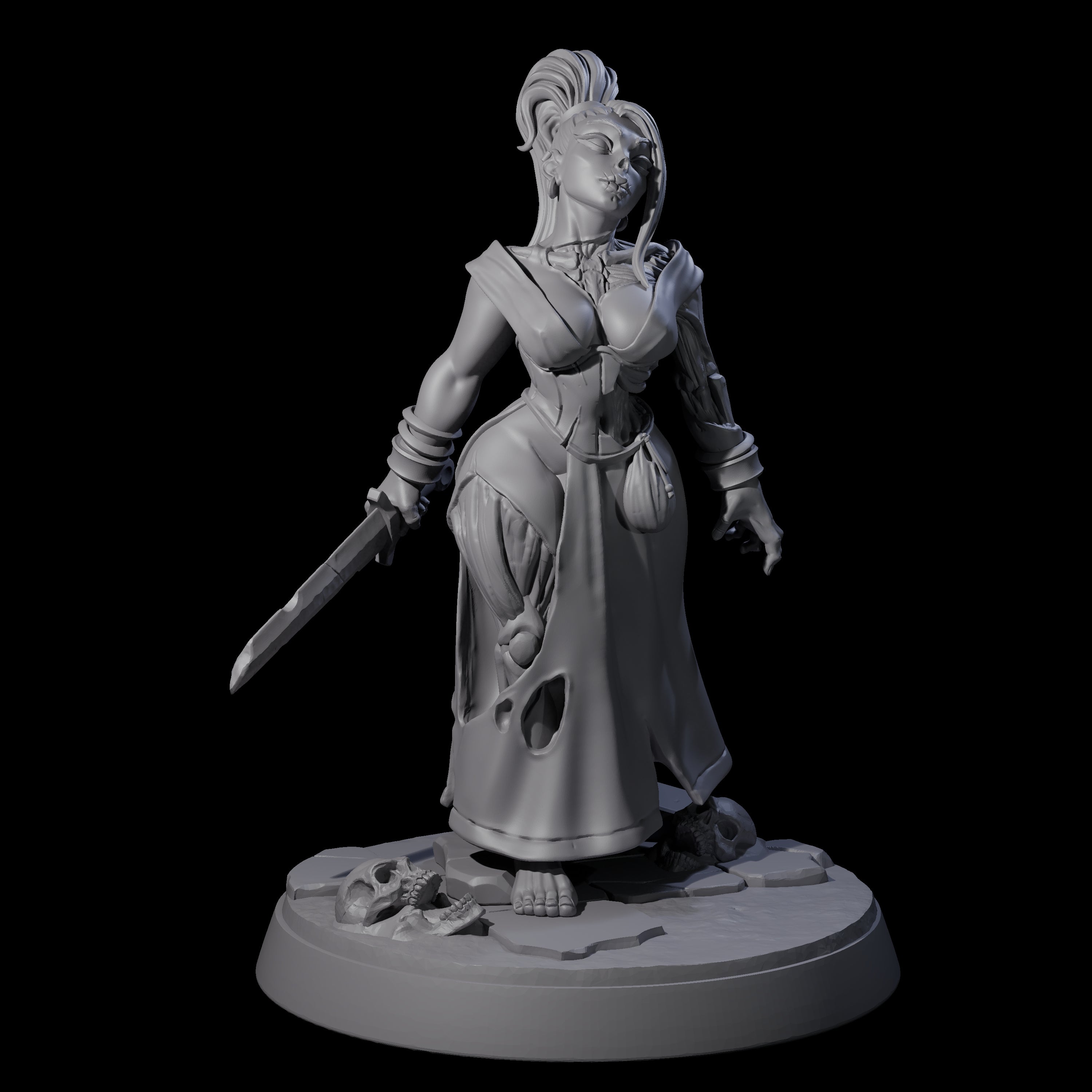 Stitched Up Zombie Necromancer Pinup Miniature for Dungeons and Dragons, Pathfinder or other TTRPGs
