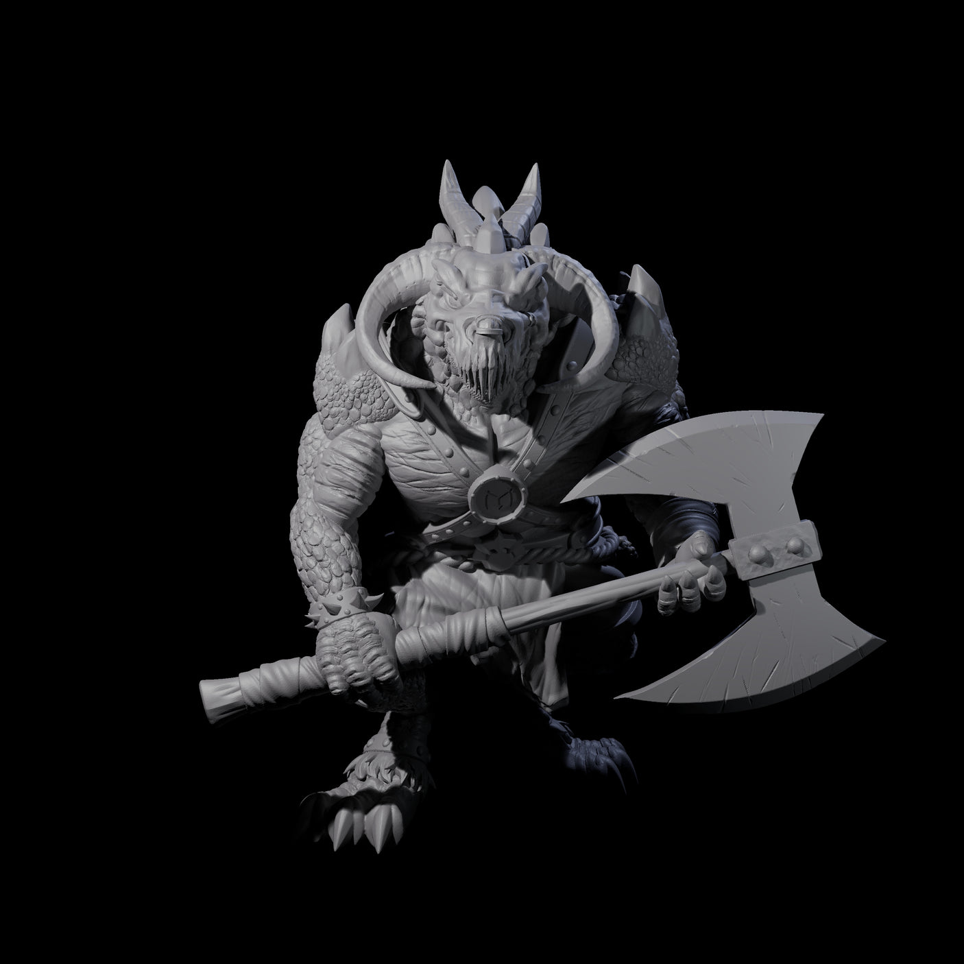 Stocky Dragonborn Barbarian Miniature for Dungeons and Dragons, Pathfinder or other TTRPGs