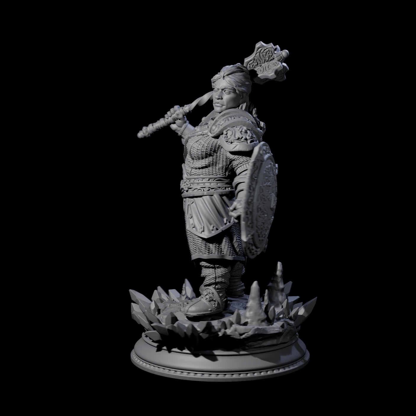Stoic Female Dwarf Fighter Miniature for Dungeons and Dragons, Pathfinder or other TTRPGs