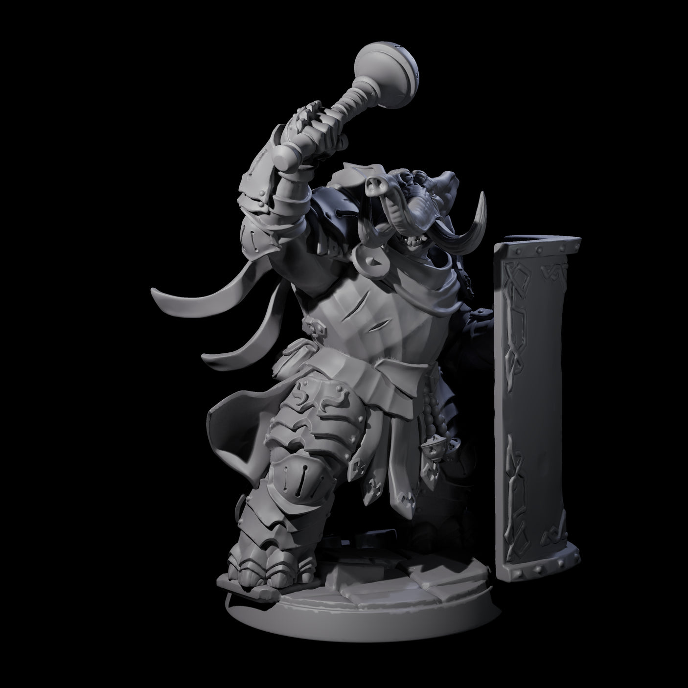 Stoic Loxodon Guard B Miniature for Dungeons and Dragons, Pathfinder or other TTRPGs