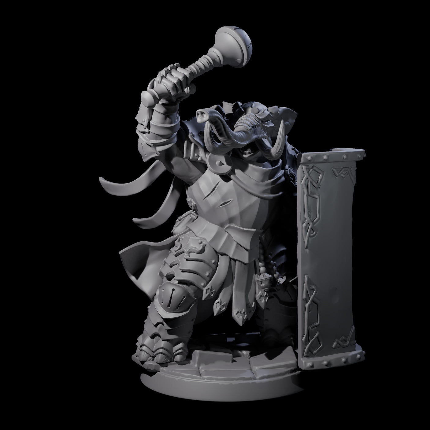 Stoic Loxodon Guard B Miniature for Dungeons and Dragons, Pathfinder or other TTRPGs