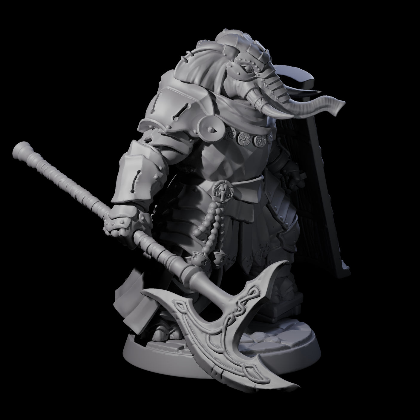 Stoic Loxodon Guard D Miniature for Dungeons and Dragons, Pathfinder or other TTRPGs