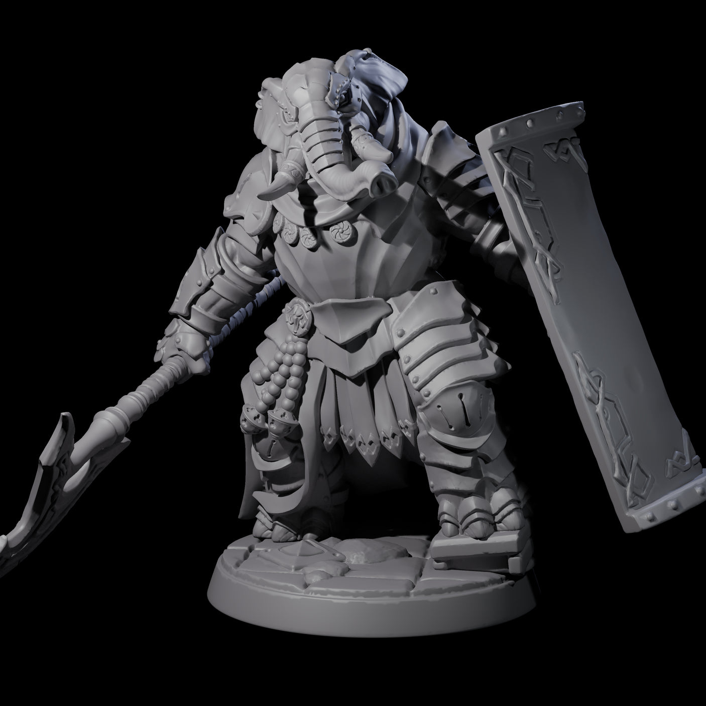 Stoic Loxodon Guard D Miniature for Dungeons and Dragons, Pathfinder or other TTRPGs
