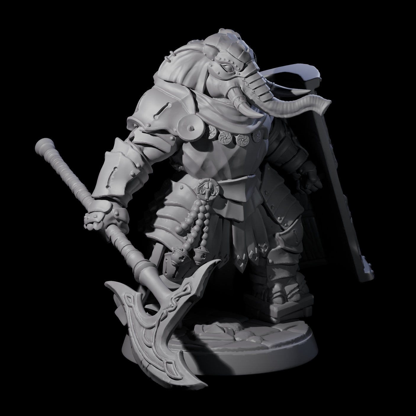 Stoic Loxodon Guard D Miniature for Dungeons and Dragons, Pathfinder or other TTRPGs
