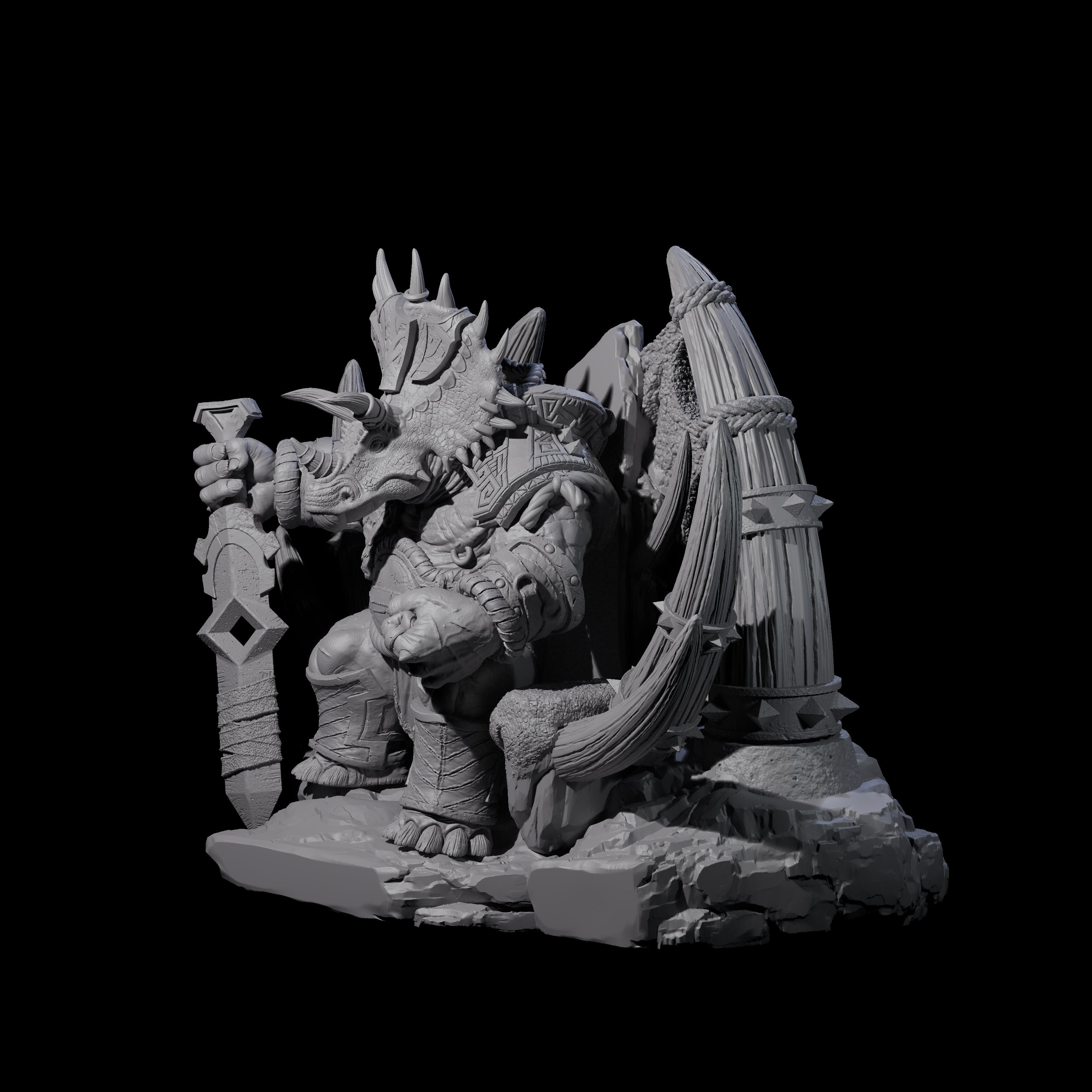 Stoic Saurian King Miniature for Dungeons and Dragons, Pathfinder or other TTRPGs