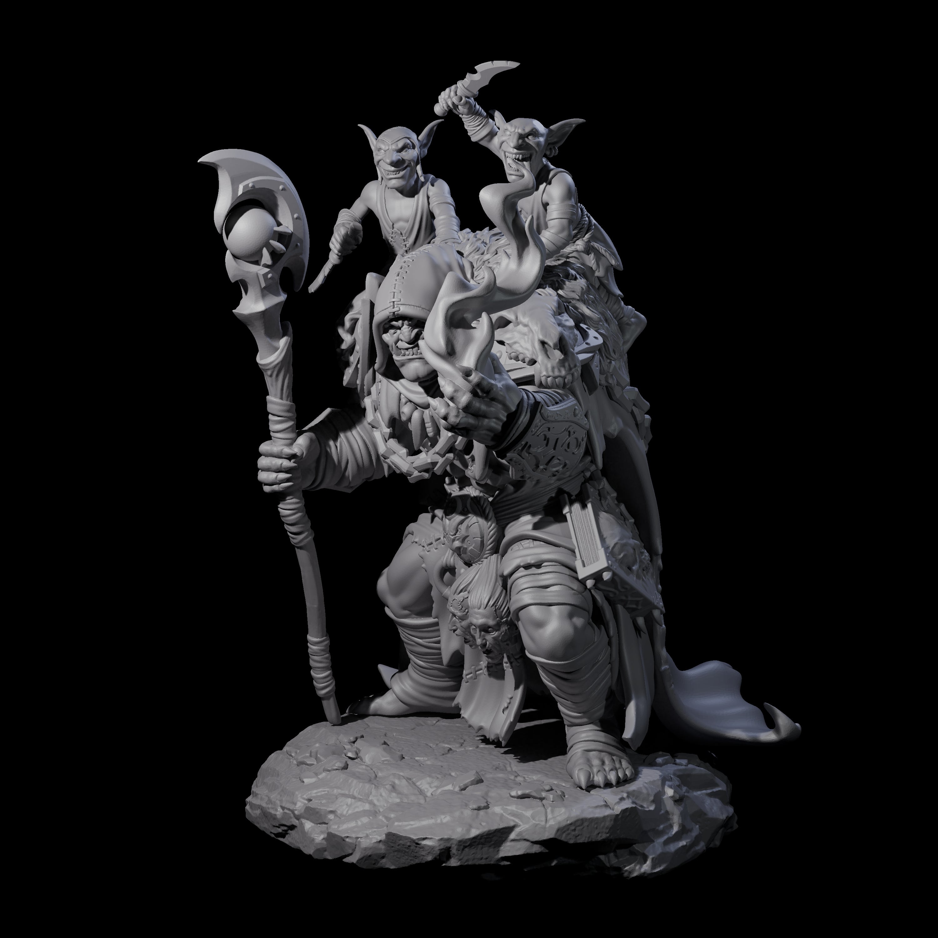 Stooped Orc Shaman Miniature for Dungeons and Dragons, Pathfinder or other TTRPGs