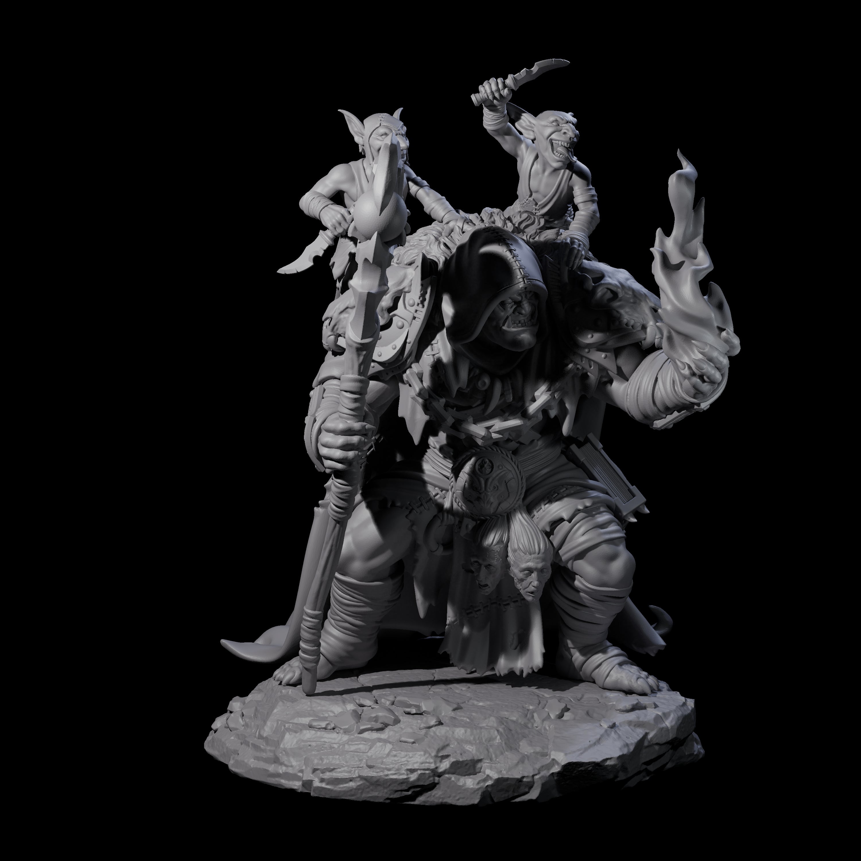 Stooped Orc Shaman Miniature for Dungeons and Dragons, Pathfinder or other TTRPGs