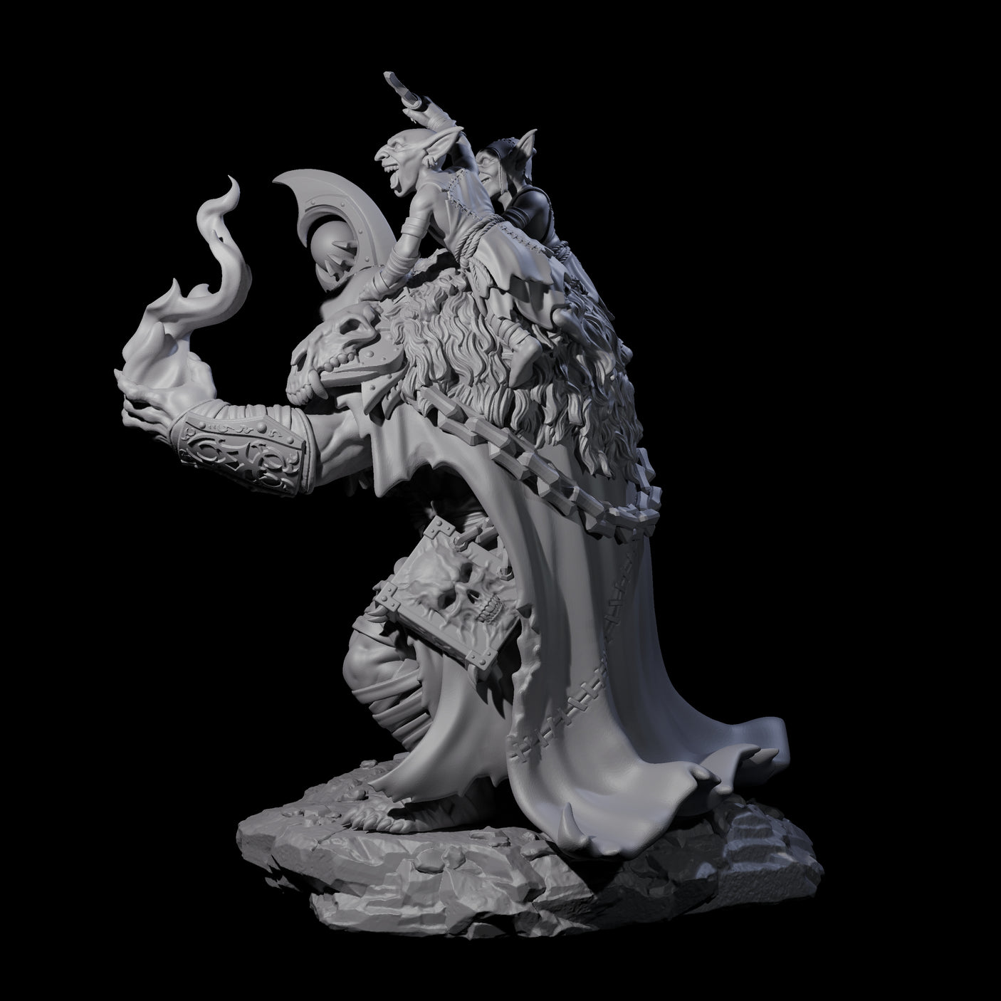 Stooped Orc Shaman Miniature for Dungeons and Dragons, Pathfinder or other TTRPGs