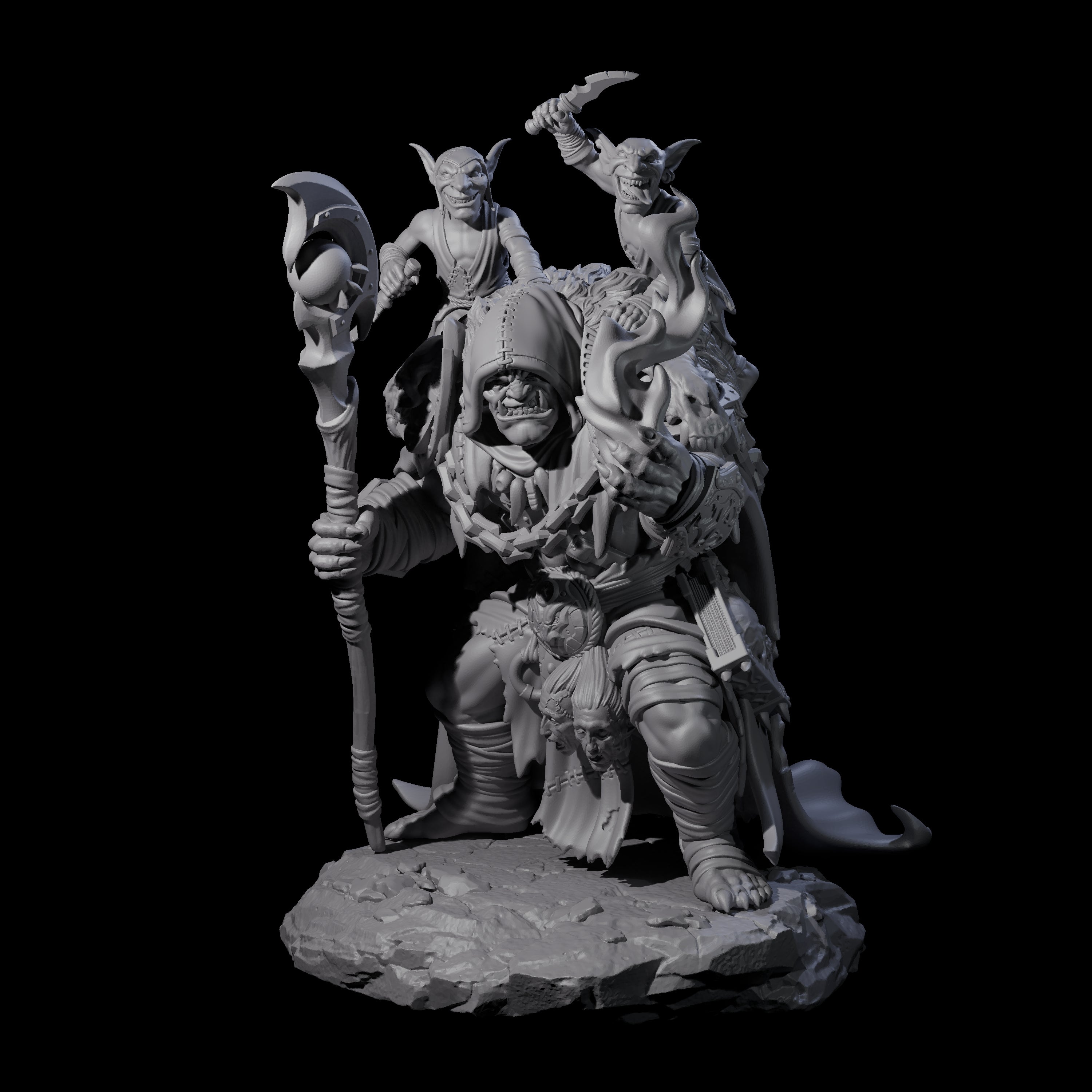 Stooped Orc Shaman Miniature for Dungeons and Dragons, Pathfinder or other TTRPGs