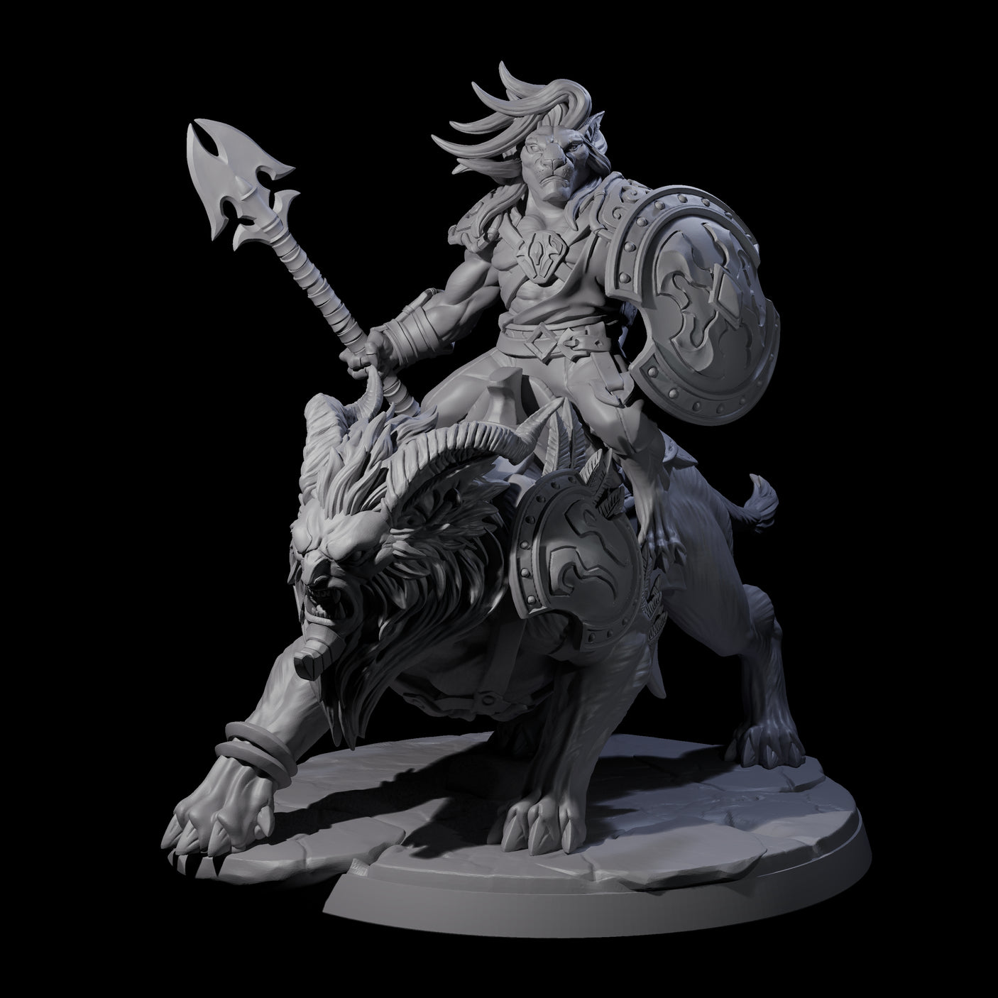 Storming Leonin Cavalry A Miniature for Dungeons and Dragons, Pathfinder or other TTRPGs