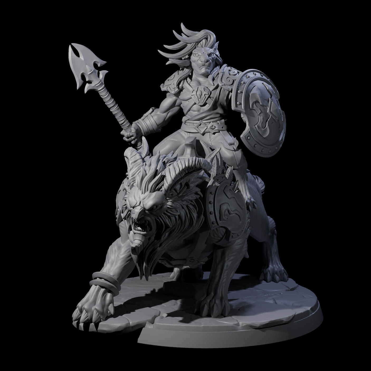 Storming Leonin Cavalry A Miniature for Dungeons and Dragons, Pathfinder or other TTRPGs