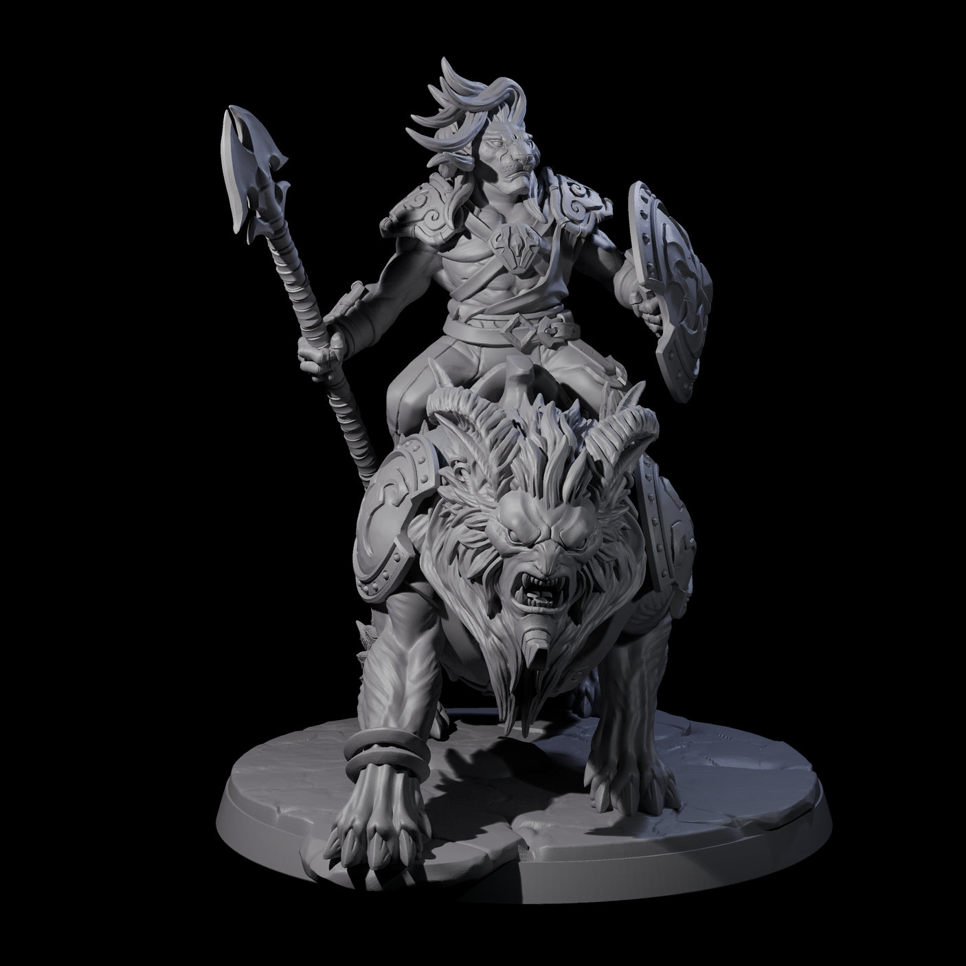 Storming Leonin Cavalry A Miniature for Dungeons and Dragons, Pathfinder or other TTRPGs