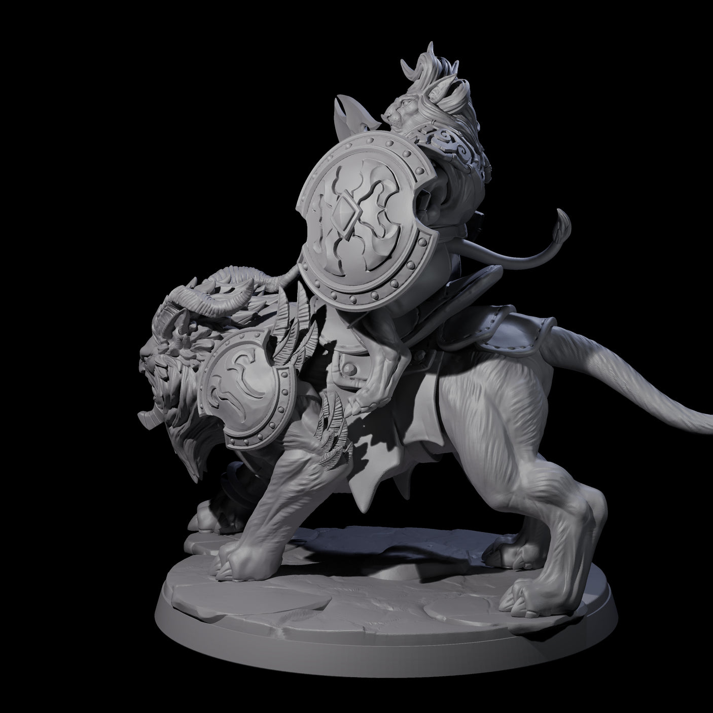 Storming Leonin Cavalry A Miniature for Dungeons and Dragons, Pathfinder or other TTRPGs
