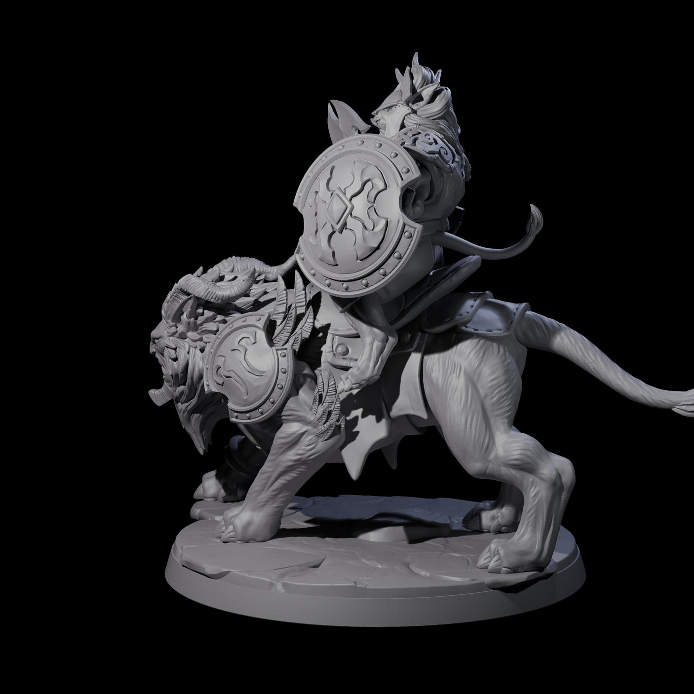 Storming Leonin Cavalry A Miniature for Dungeons and Dragons, Pathfinder or other TTRPGs