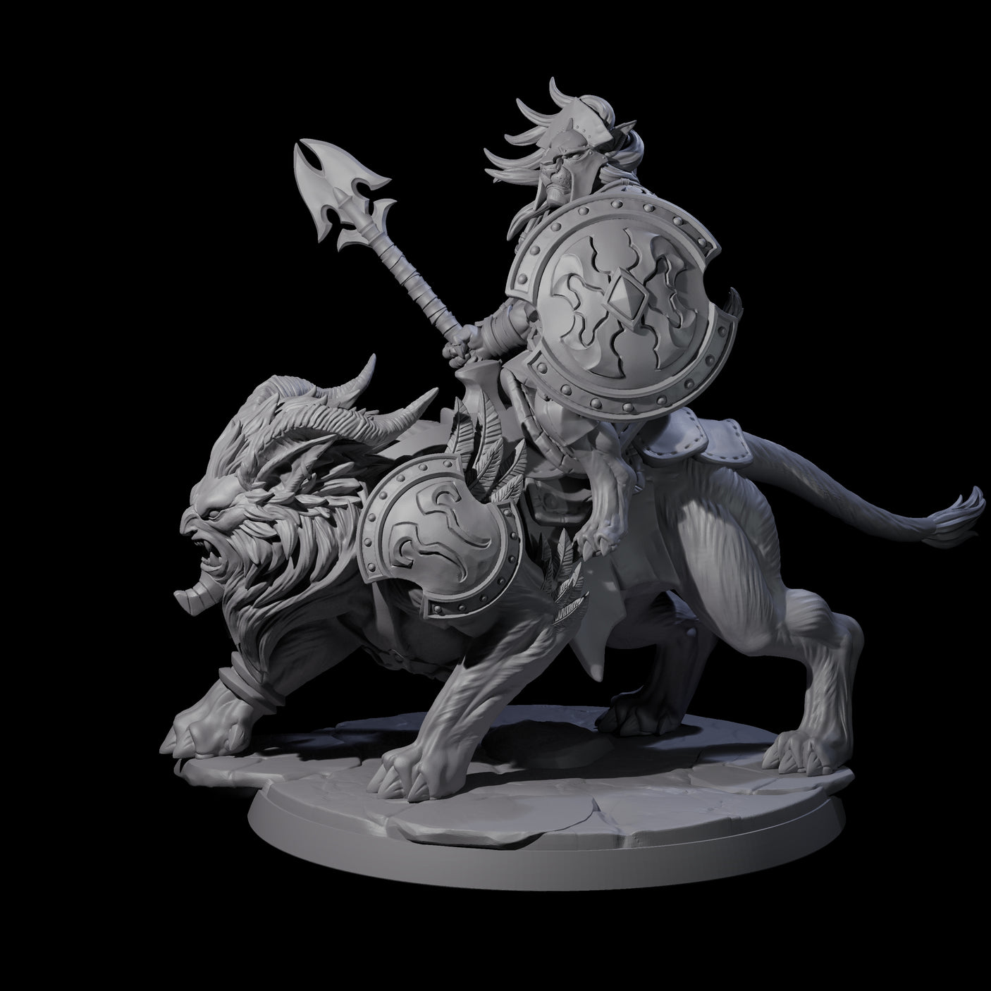 Storming Leonin Cavalry A Miniature for Dungeons and Dragons, Pathfinder or other TTRPGs