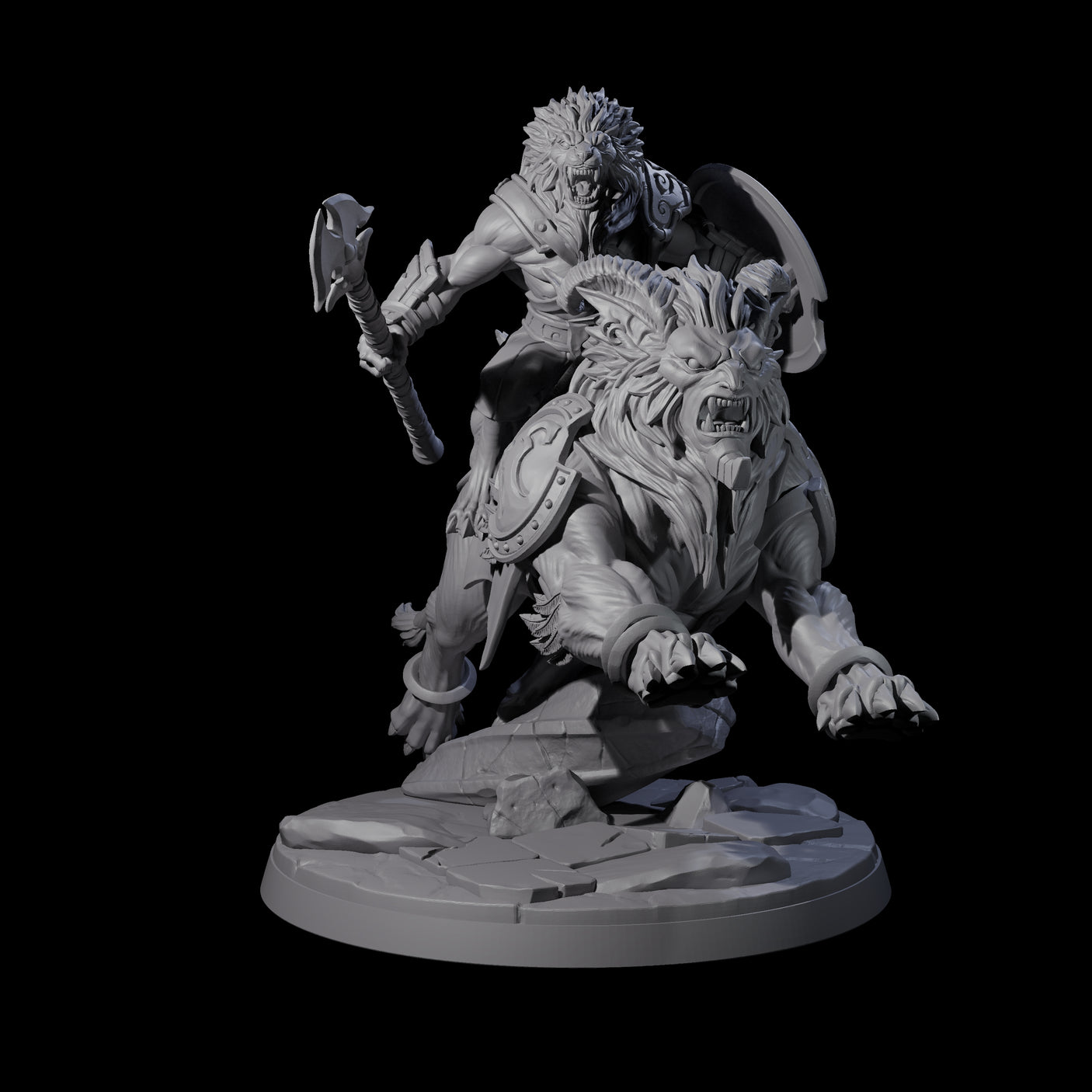 Storming Leonin Cavalry B Miniature for Dungeons and Dragons, Pathfinder or other TTRPGs