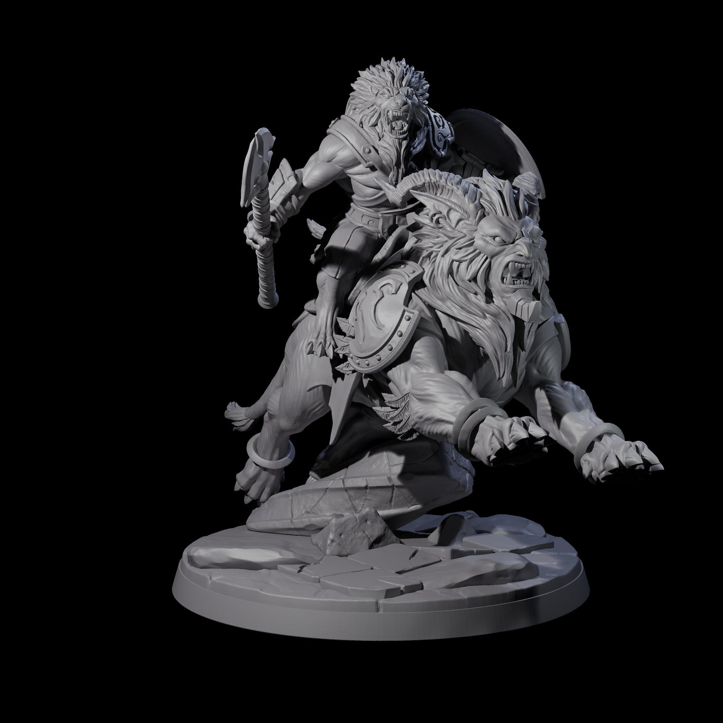 Storming Leonin Cavalry B Miniature for Dungeons and Dragons, Pathfinder or other TTRPGs