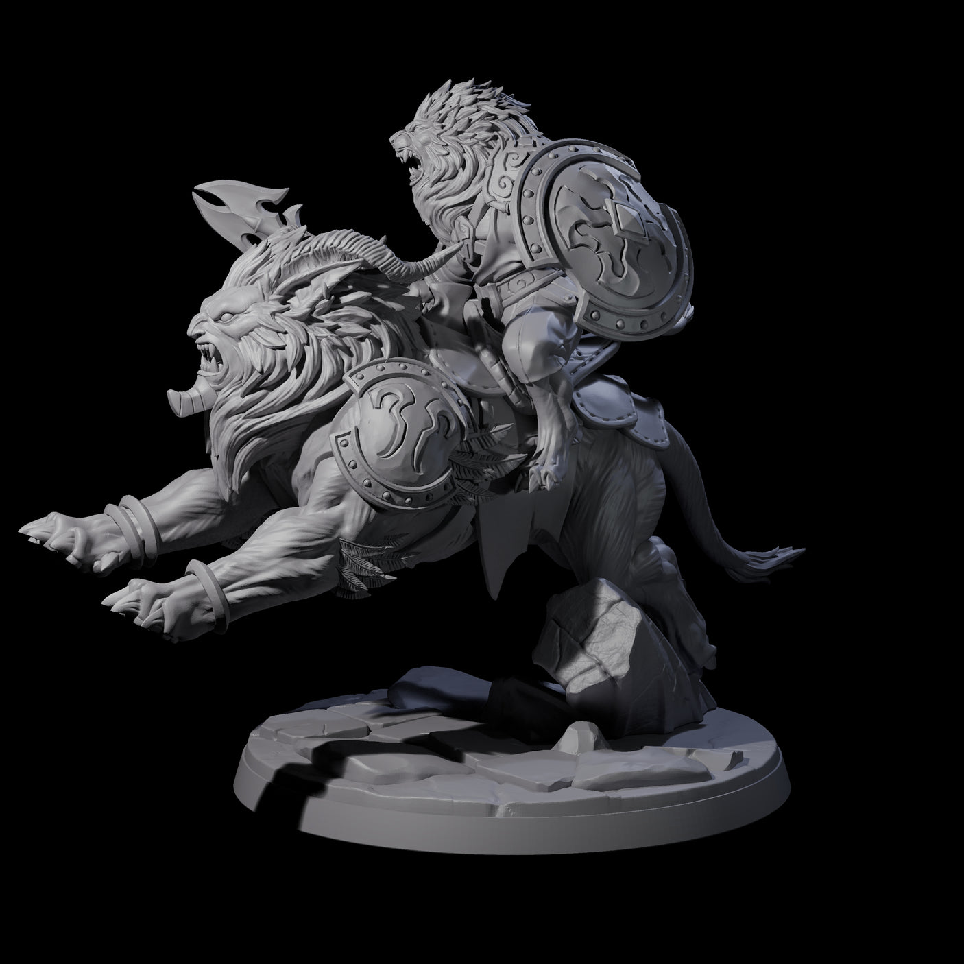 Storming Leonin Cavalry B Miniature for Dungeons and Dragons, Pathfinder or other TTRPGs