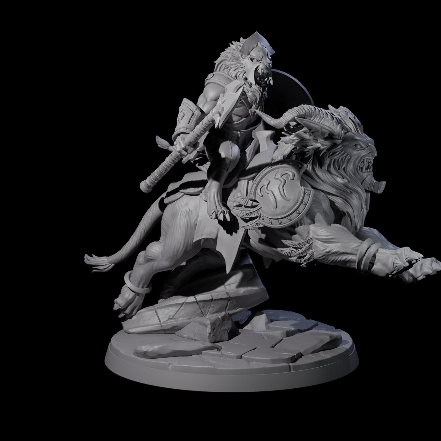 Storming Leonin Cavalry B Miniature for Dungeons and Dragons, Pathfinder or other TTRPGs