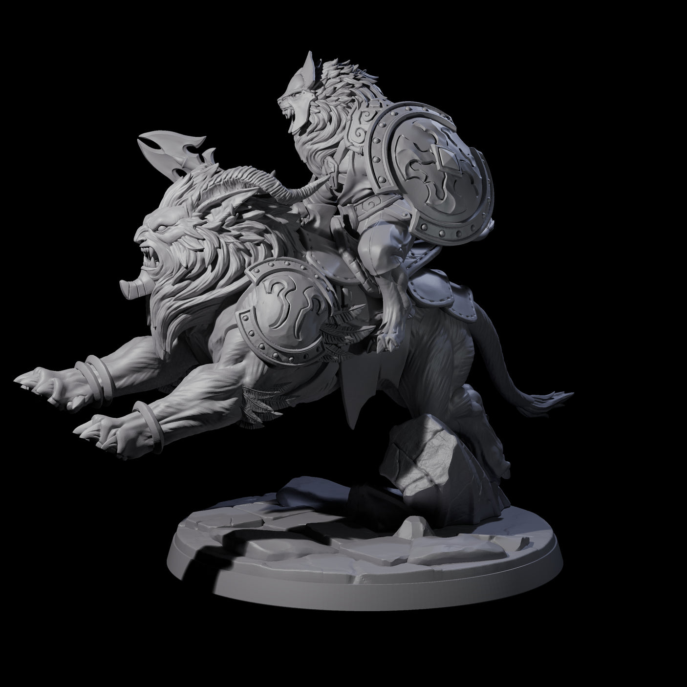 Storming Leonin Cavalry B Miniature for Dungeons and Dragons, Pathfinder or other TTRPGs