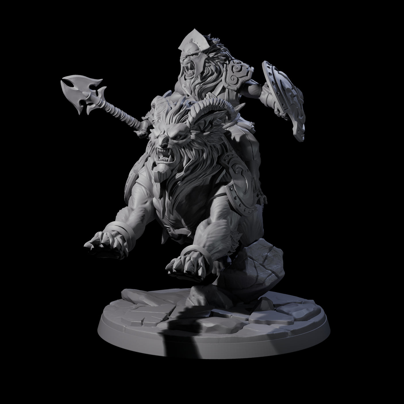 Storming Leonin Cavalry B Miniature for Dungeons and Dragons, Pathfinder or other TTRPGs