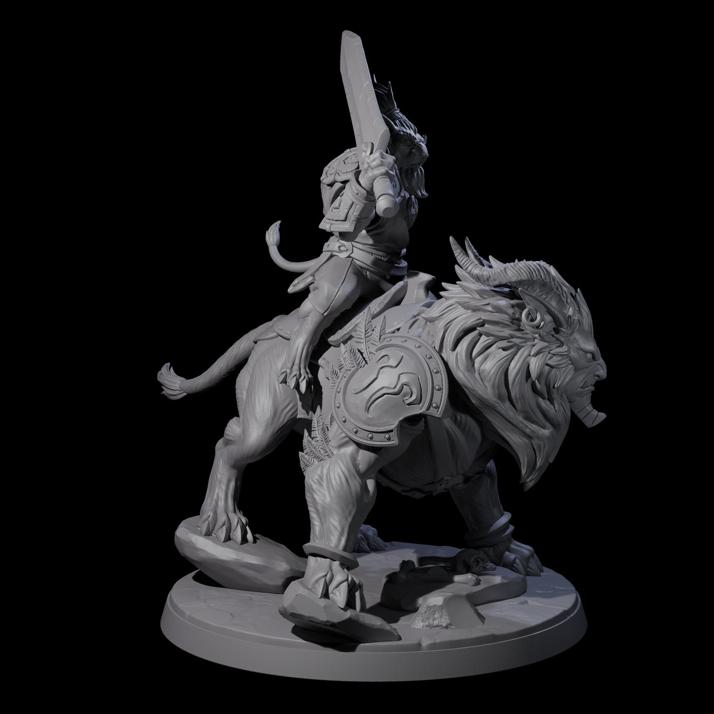 Storming Leonin Cavalry C Miniature for Dungeons and Dragons, Pathfinder or other TTRPGs